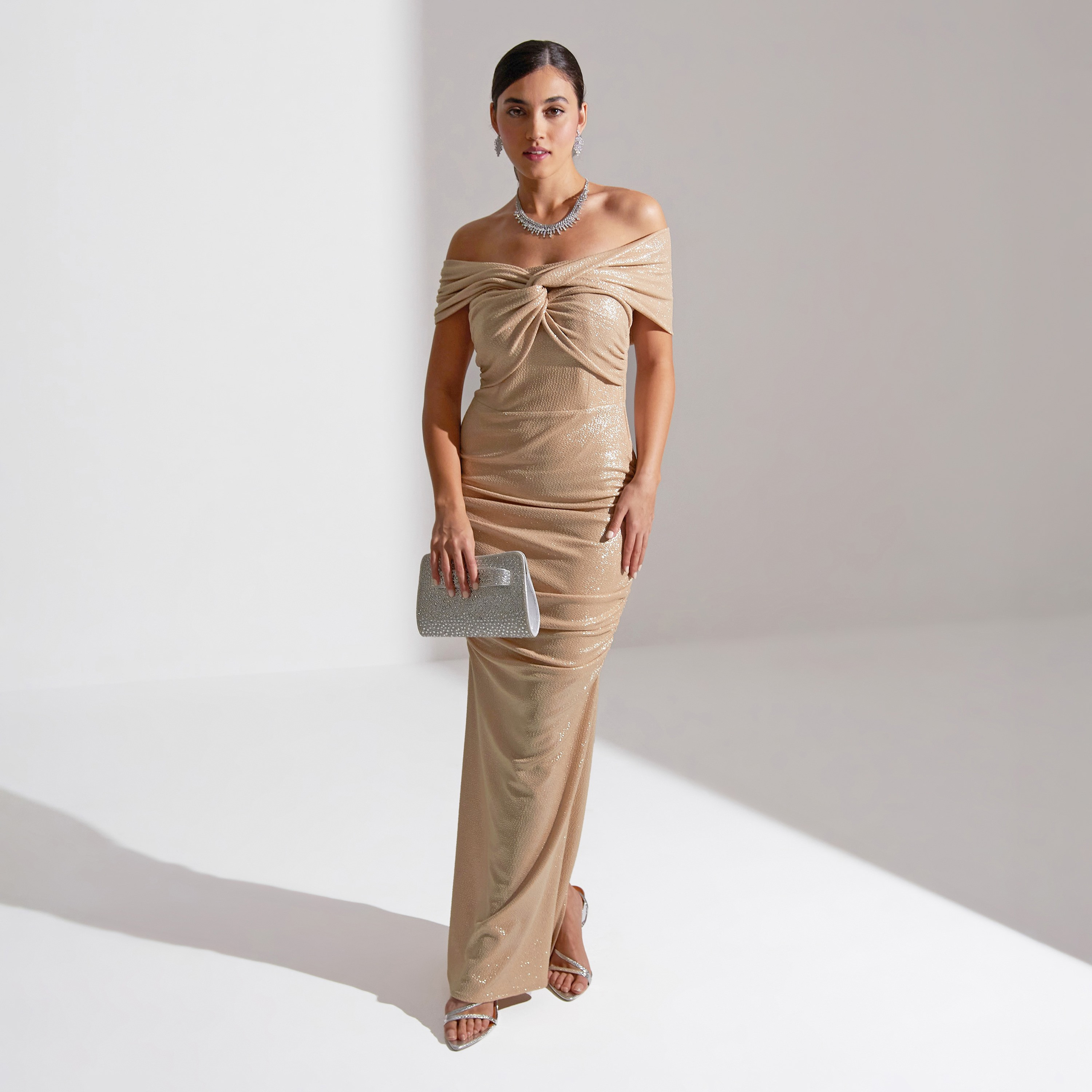 Akadia Cross Shoulder Jersey Lameh Evening Women's Maxi Dress-women-clothing-dresses-image-9