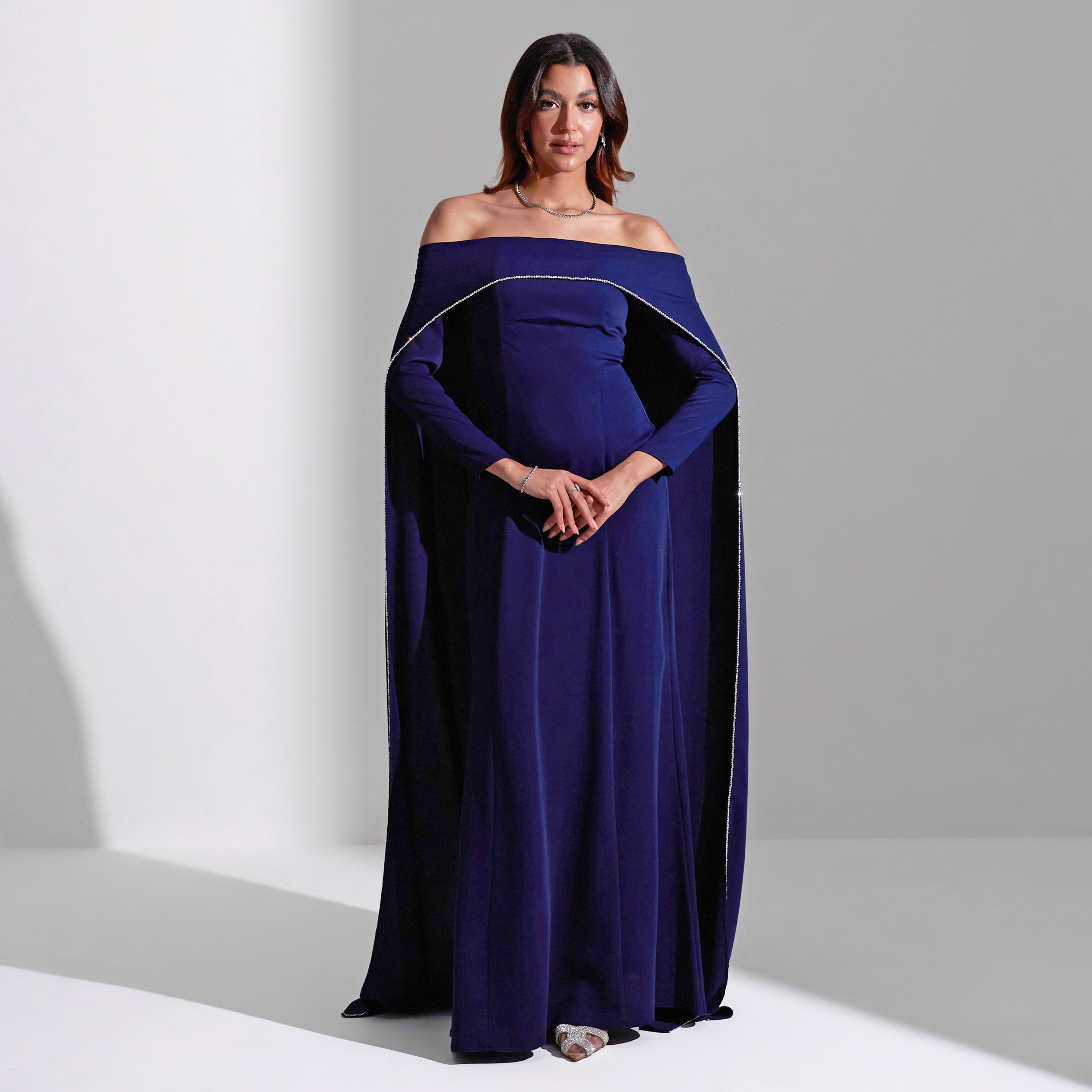 Akadia Off Shoulder Neck Float Sleeves Crepe Evening Women's Maxi Dress-women-clothing-dresses-image-12