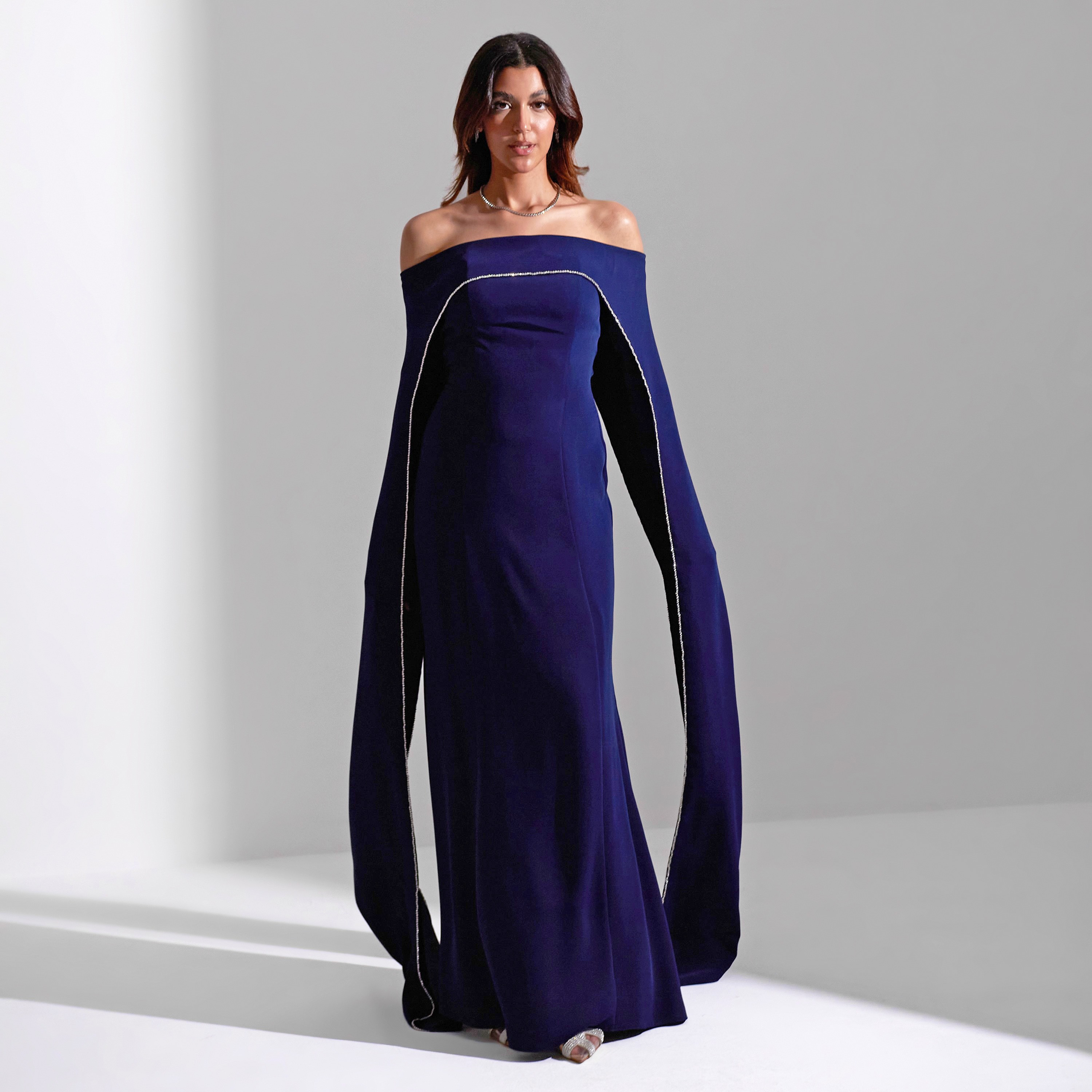 Akadia Off Shoulder Neck Float Sleeves Crepe Evening Women's Maxi Dress-women-clothing-dresses-image-13