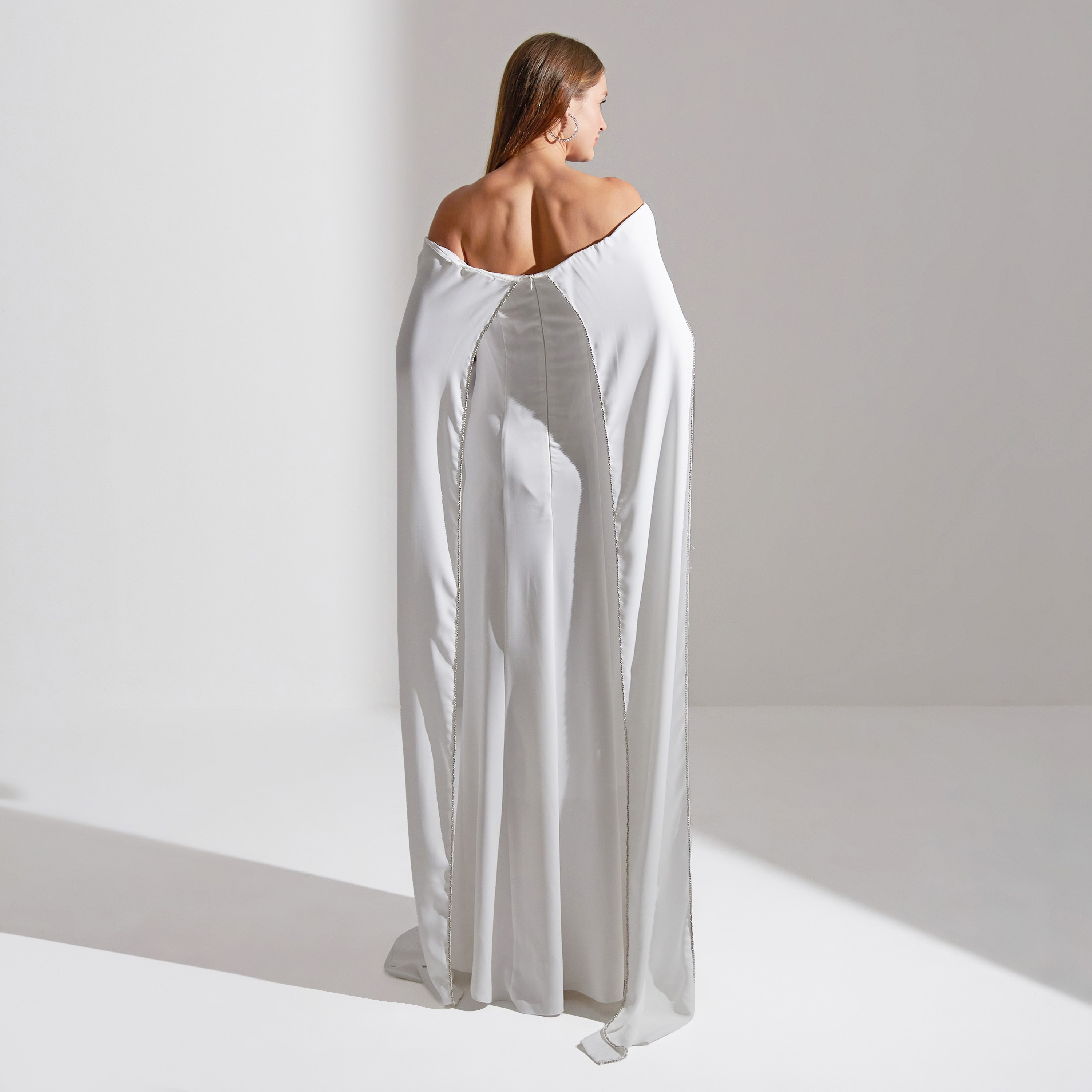 Akadia Off Shoulder Neck Float Sleeves Crepe Evening Women's Maxi Dress-women-clothing-dresses-image-3