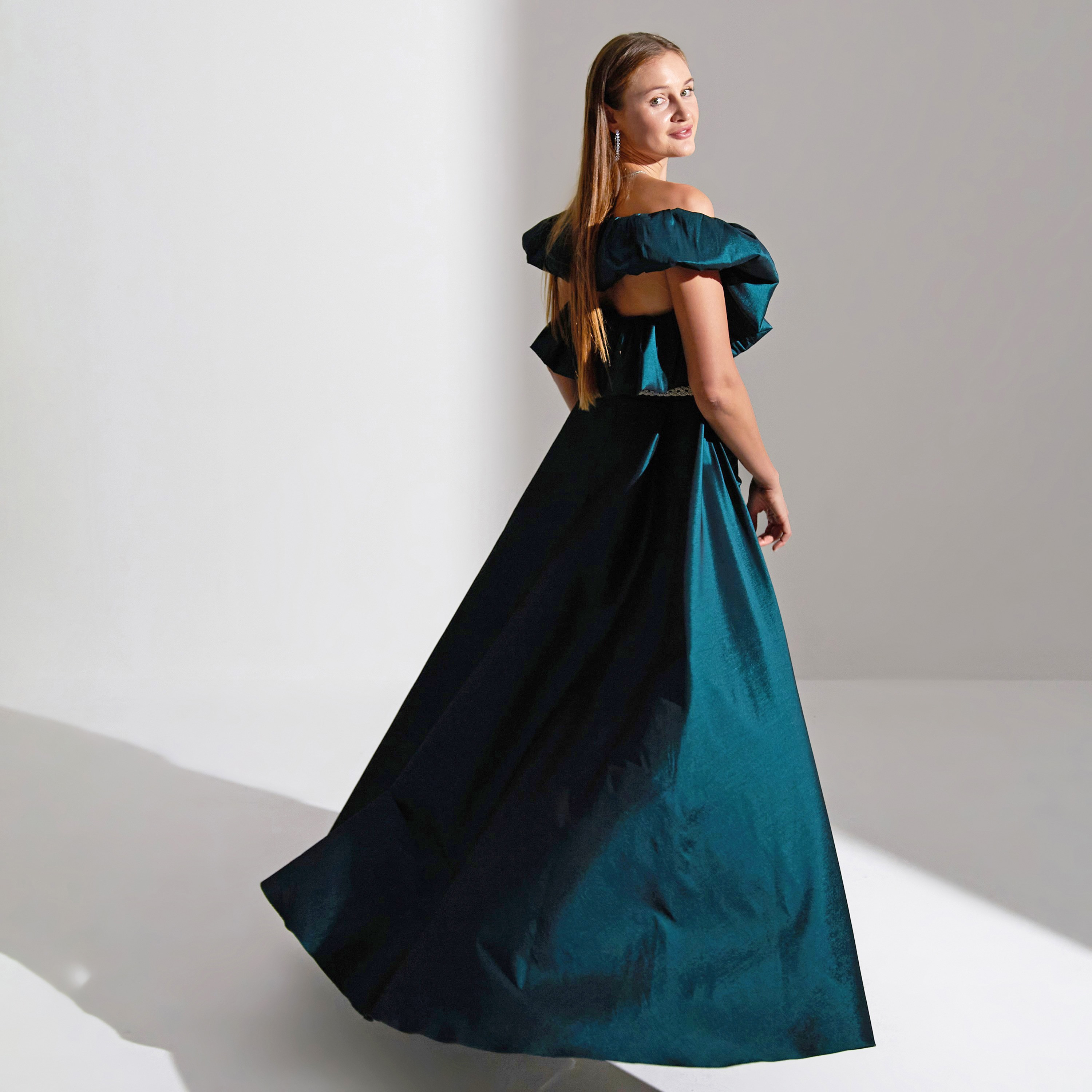 Akadia Gathered Off Shoulder Taffeta Evening Women's Maxi Dress-women-clothing-dresses-image-9