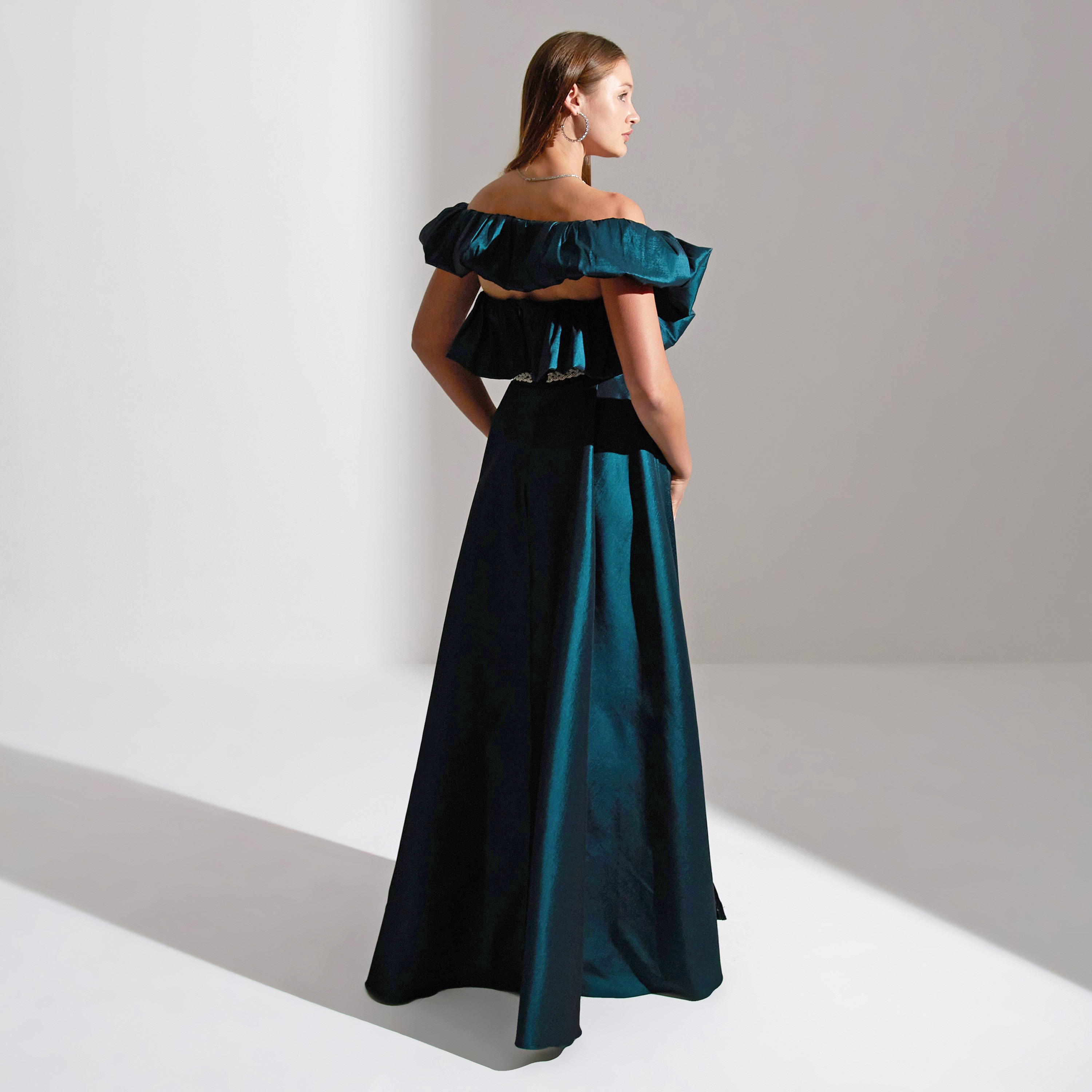 Akadia Gathered Off Shoulder Taffeta Evening Women's Maxi Dress-women-clothing-dresses-image-10