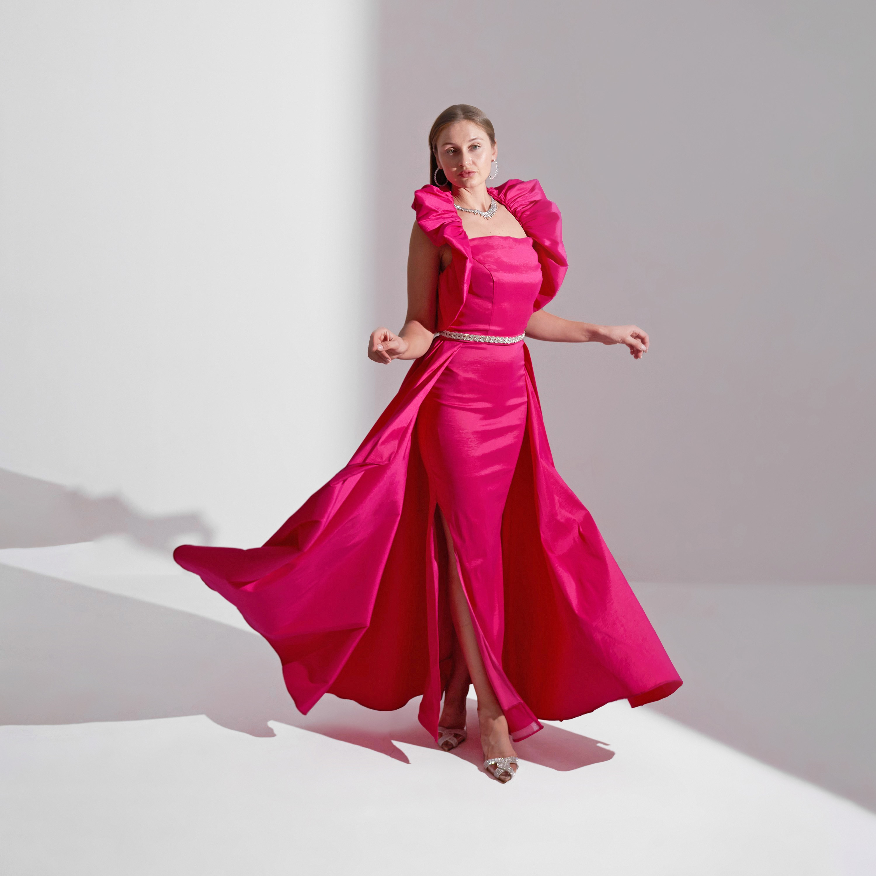 Akadia Gathered Off Shoulder Taffeta Evening Women's Maxi Dress-women-clothing-dresses-image-2