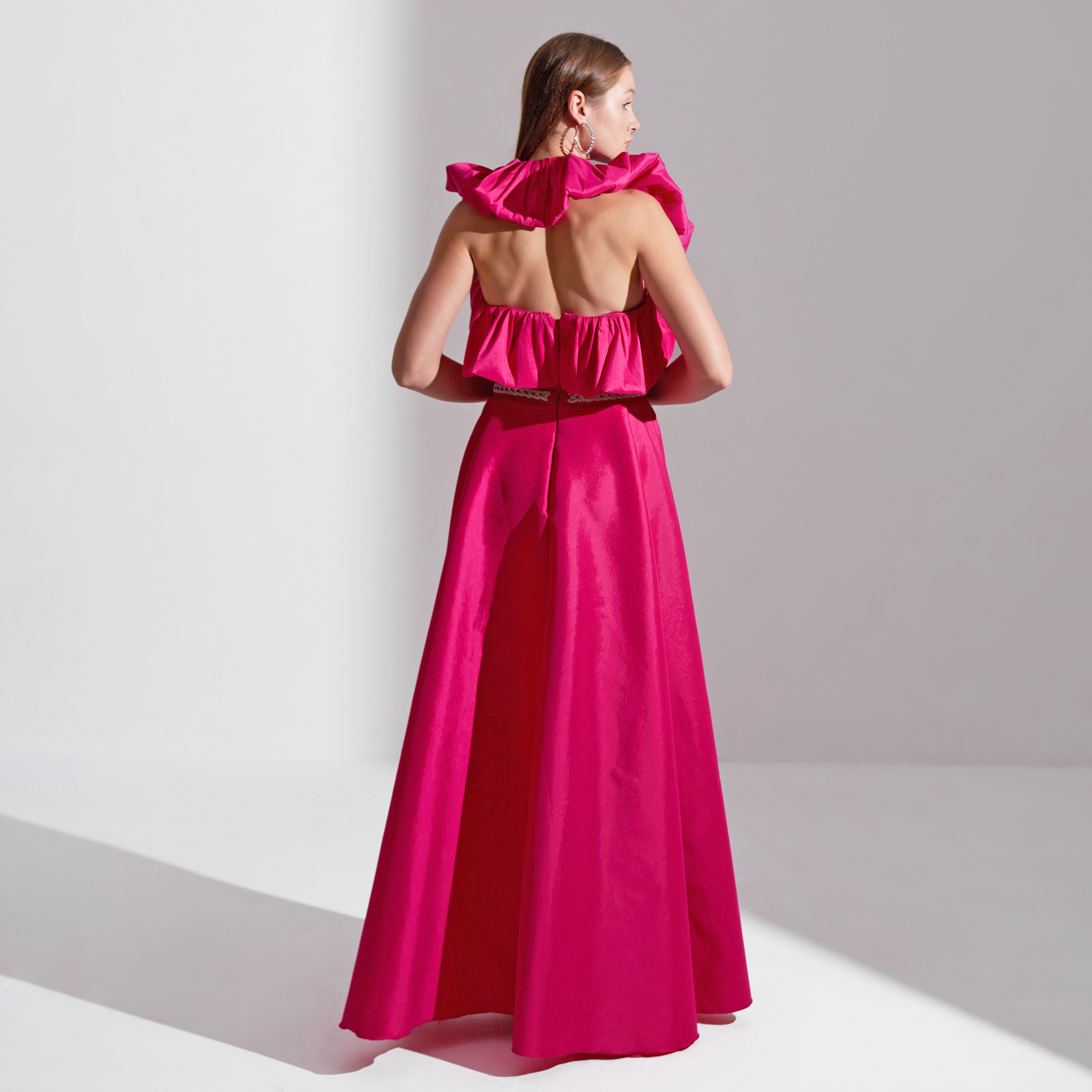 Akadia Gathered Off Shoulder Taffeta Evening Women's Maxi Dress-women-clothing-dresses-image-3
