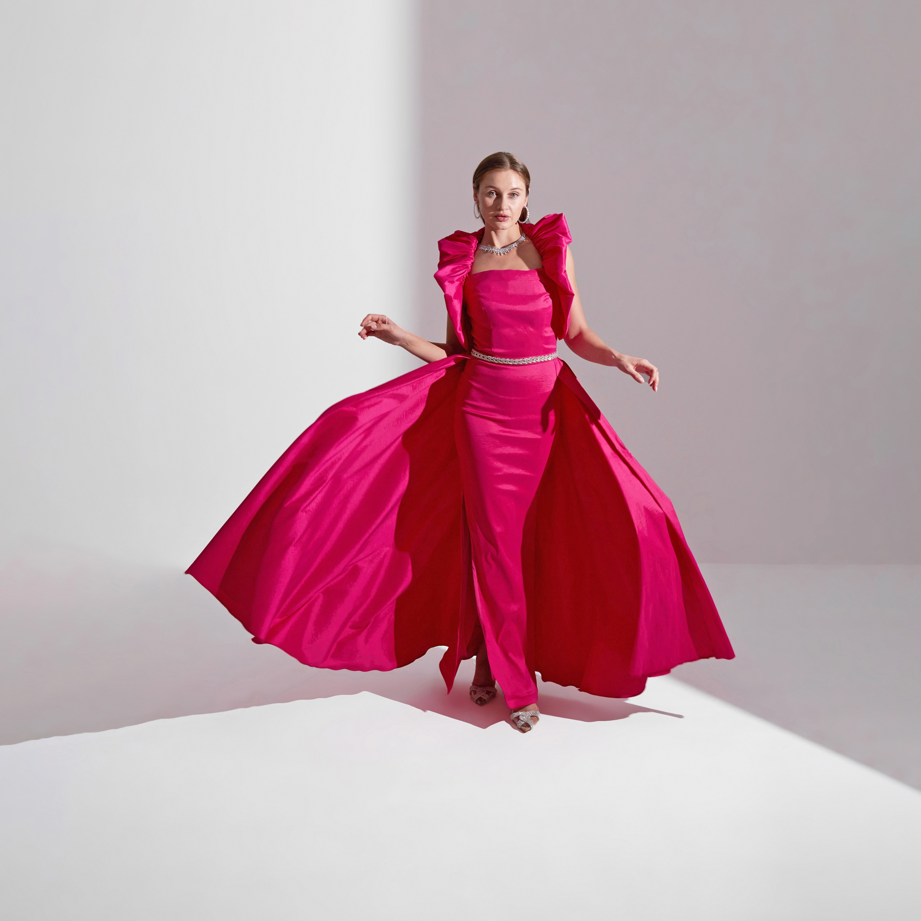 Akadia Gathered Off Shoulder Taffeta Evening Women's Maxi Dress-women-clothing-dresses-image-4