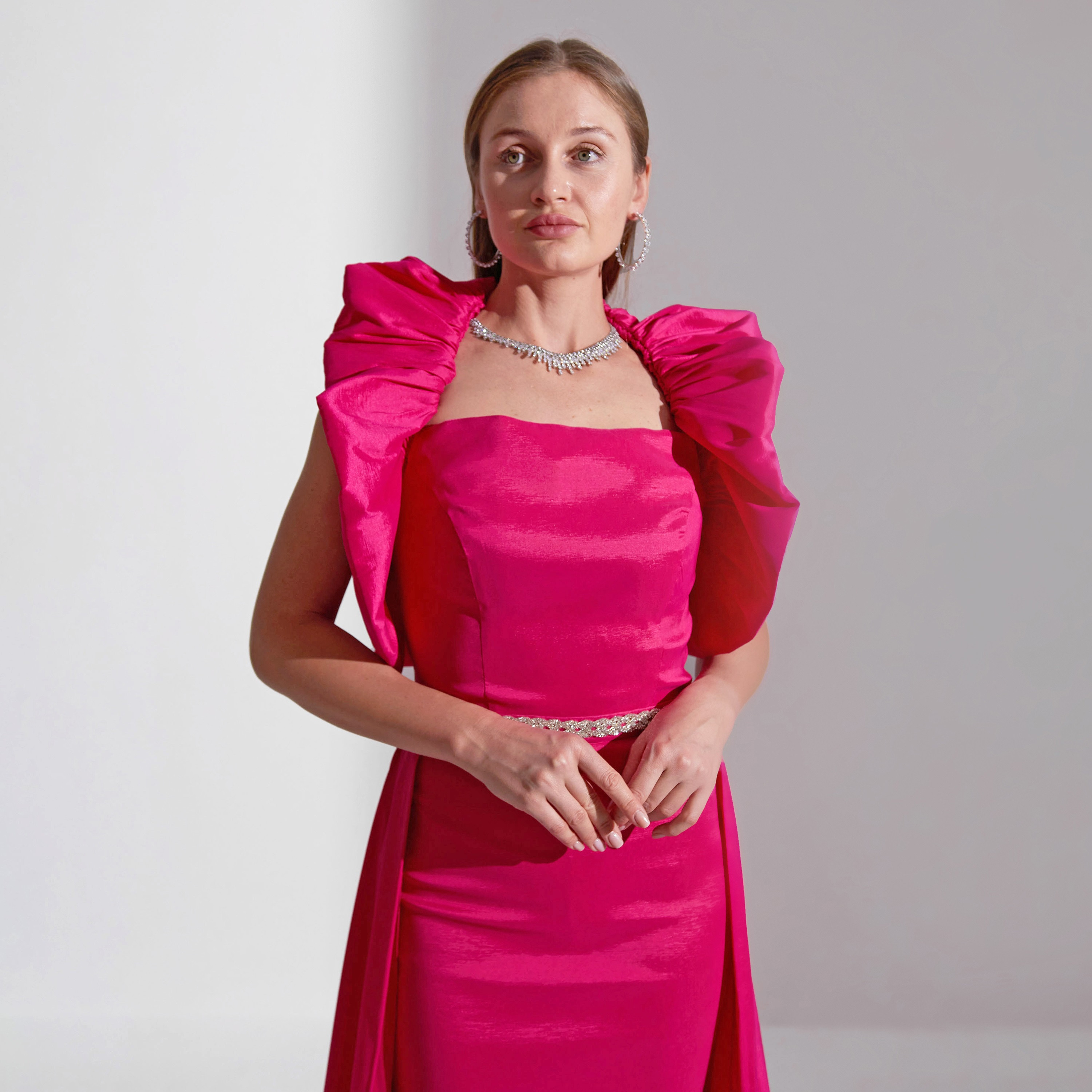 Akadia Gathered Off Shoulder Taffeta Evening Women's Maxi Dress-women-clothing-dresses-image-5