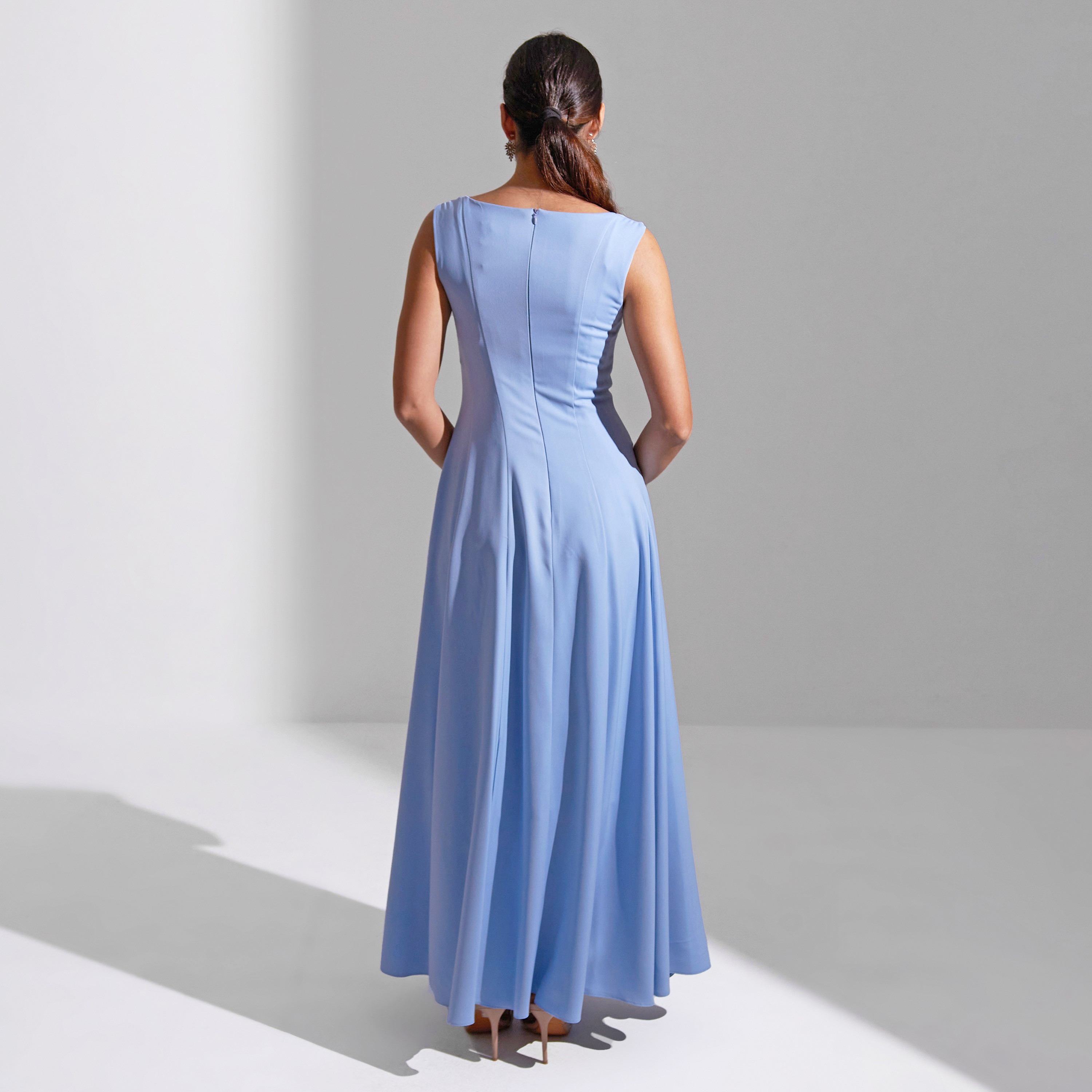 فستان سهرة ماكسي نسائي من الكريب بتفاصيل لوحة رقبة مربعة من أكاديا-women-clothing-dresses-image-16
