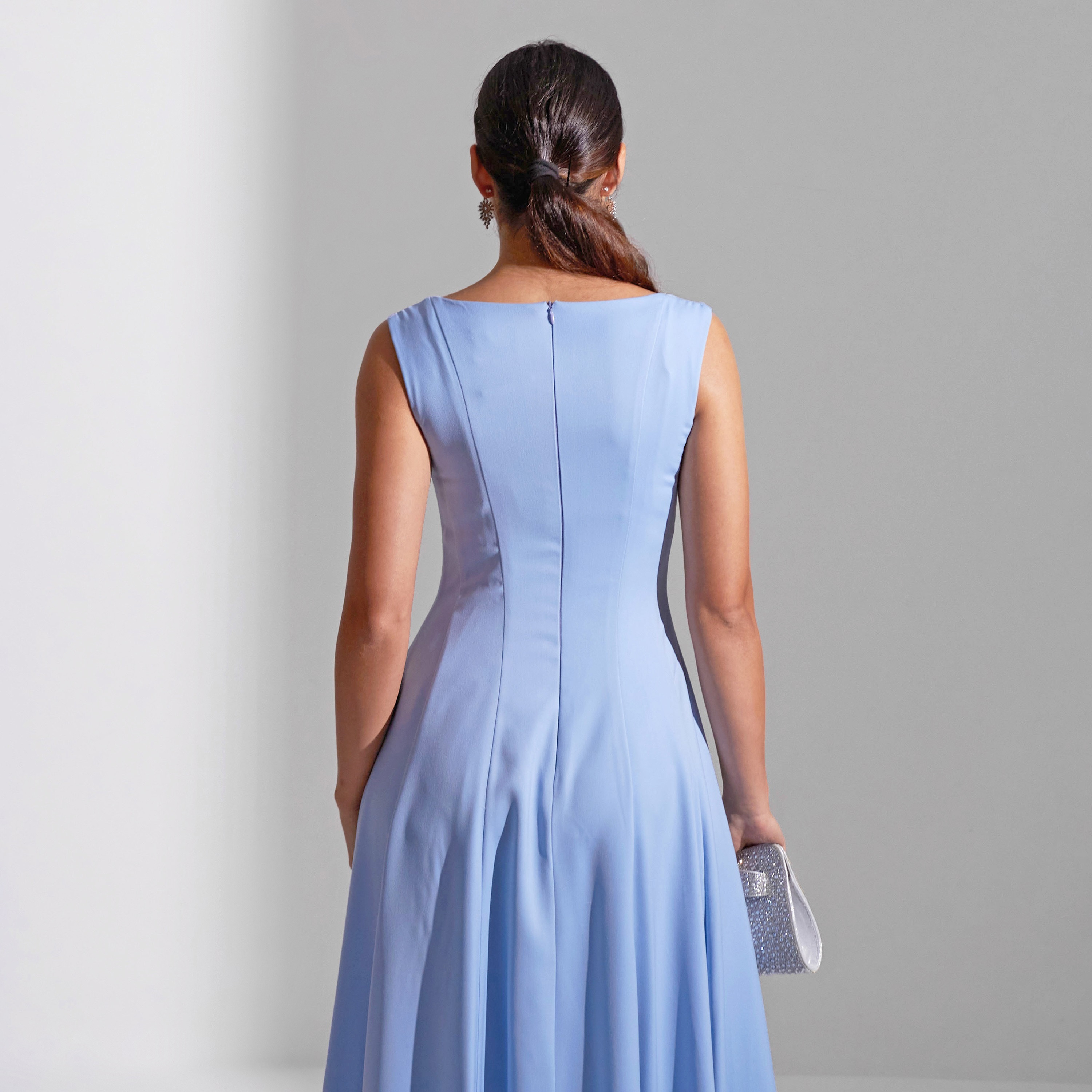 فستان سهرة ماكسي نسائي من الكريب بتفاصيل لوحة رقبة مربعة من أكاديا-women-clothing-dresses-image-18