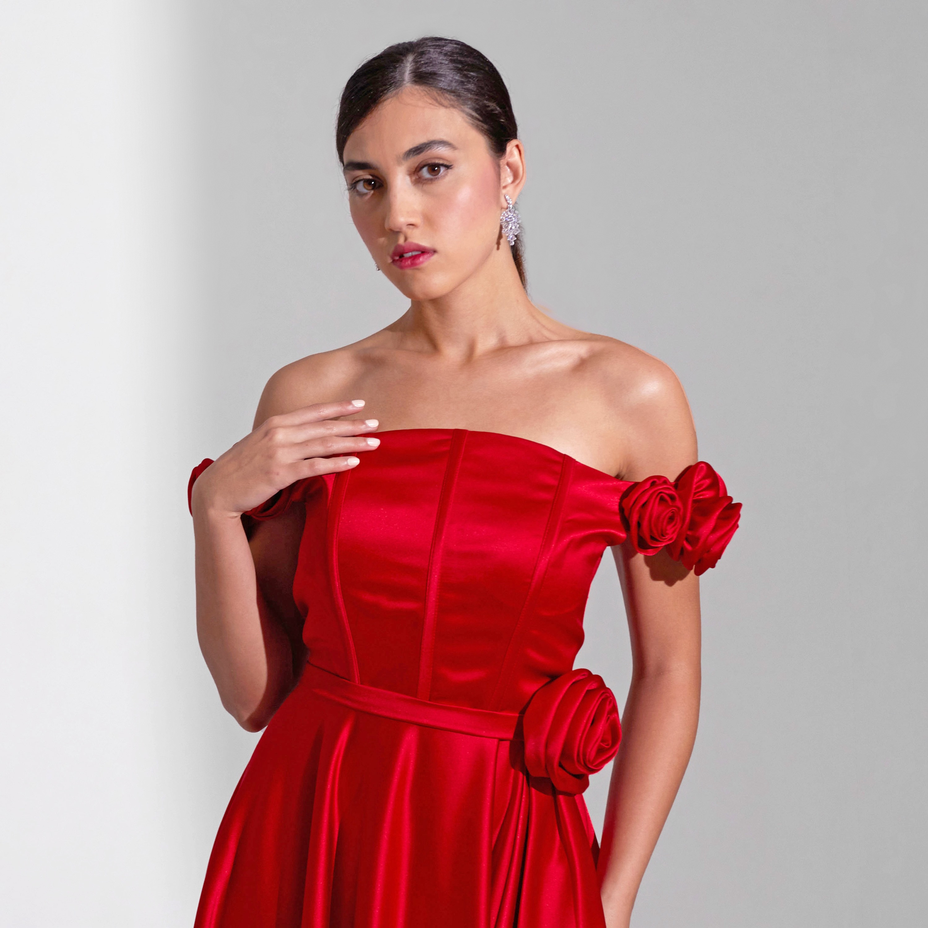 Akadia Rose Detail Satin Evening Women's Maxi Dress-women-clothing-dresses-image-3
