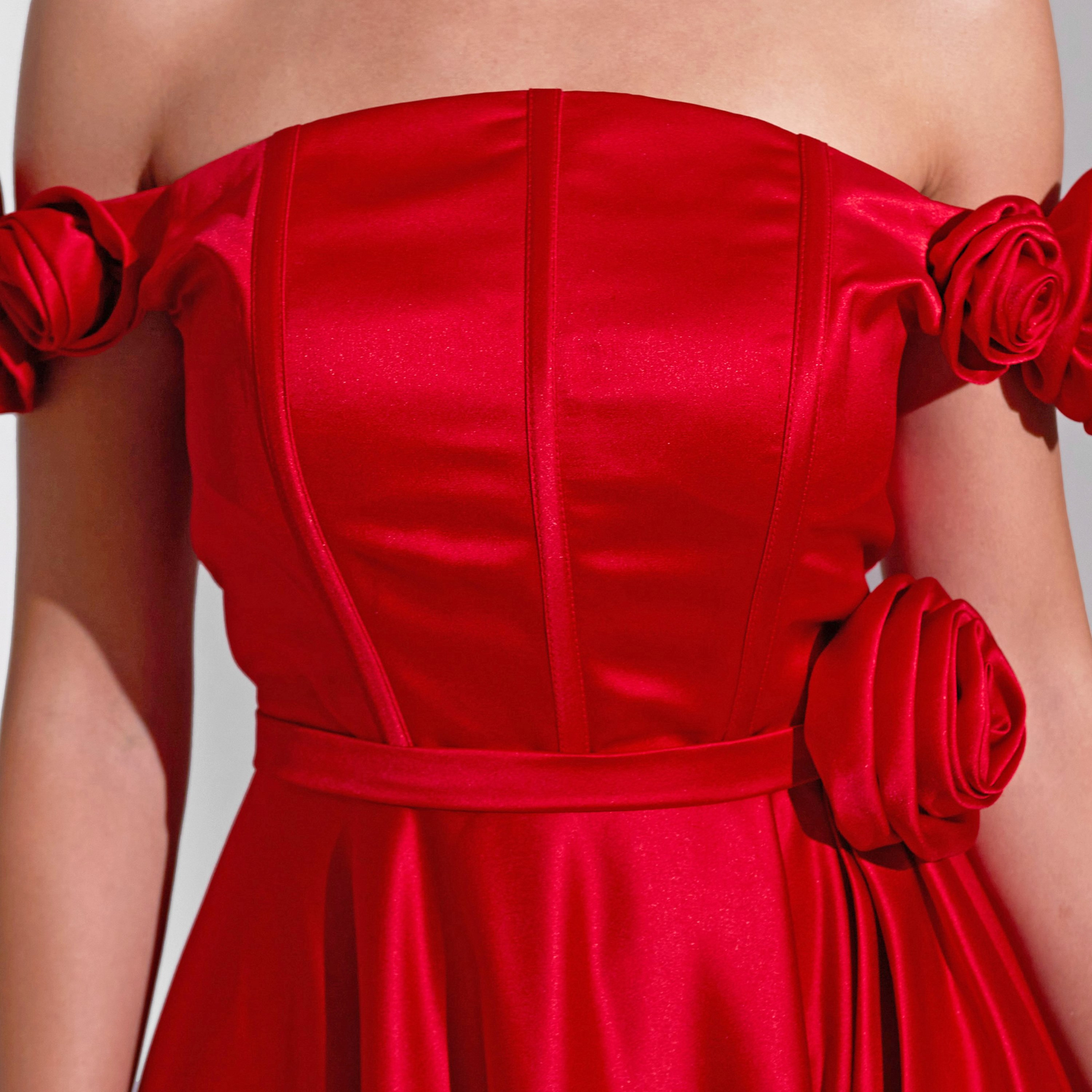 Akadia Rose Detail Satin Evening Women's Maxi Dress-women-clothing-dresses-image-6