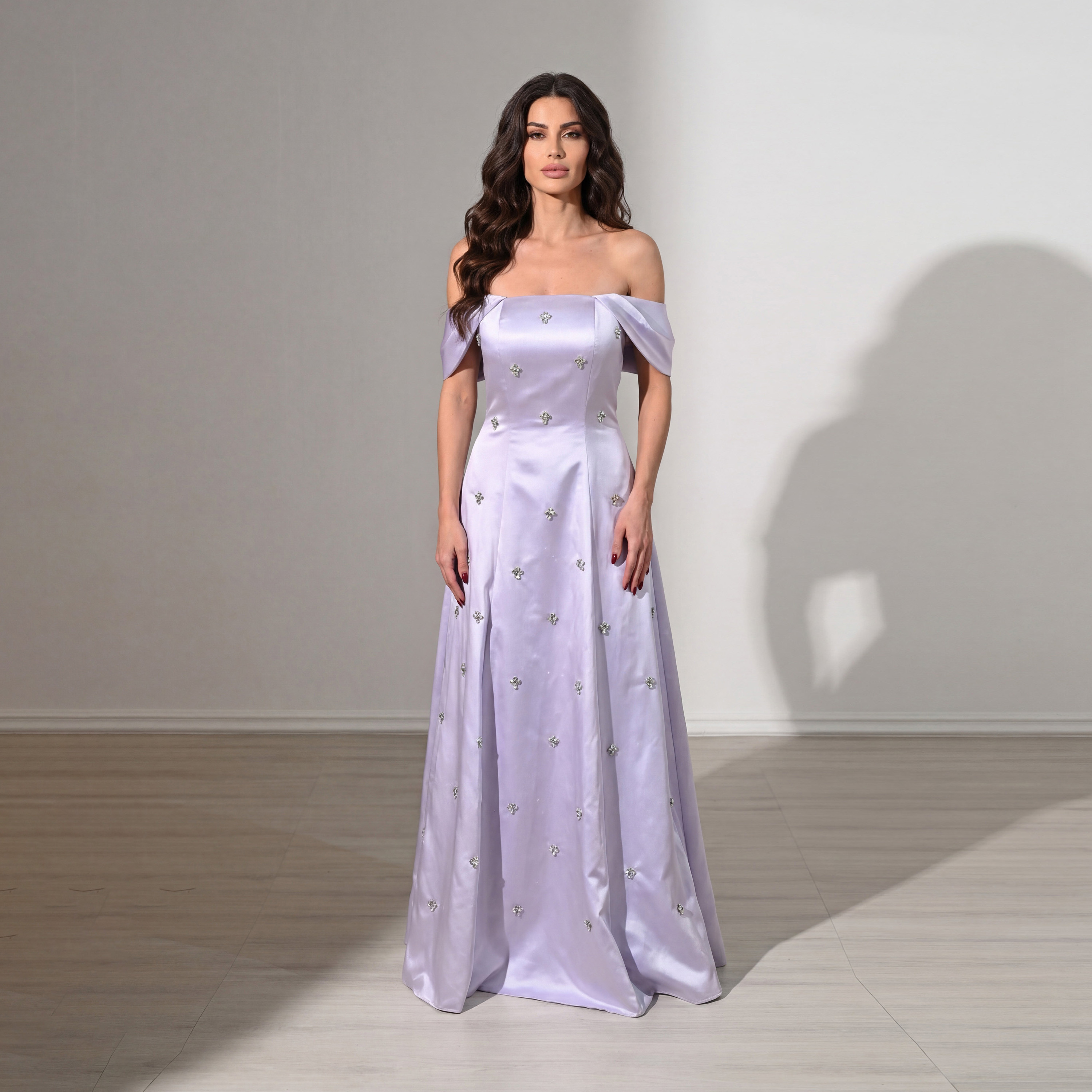 Akadia Crystal Work Satin Off-Shoulder Fit & Flared Evening Women's Maxi Dress-women-clothing-dresses-image-4