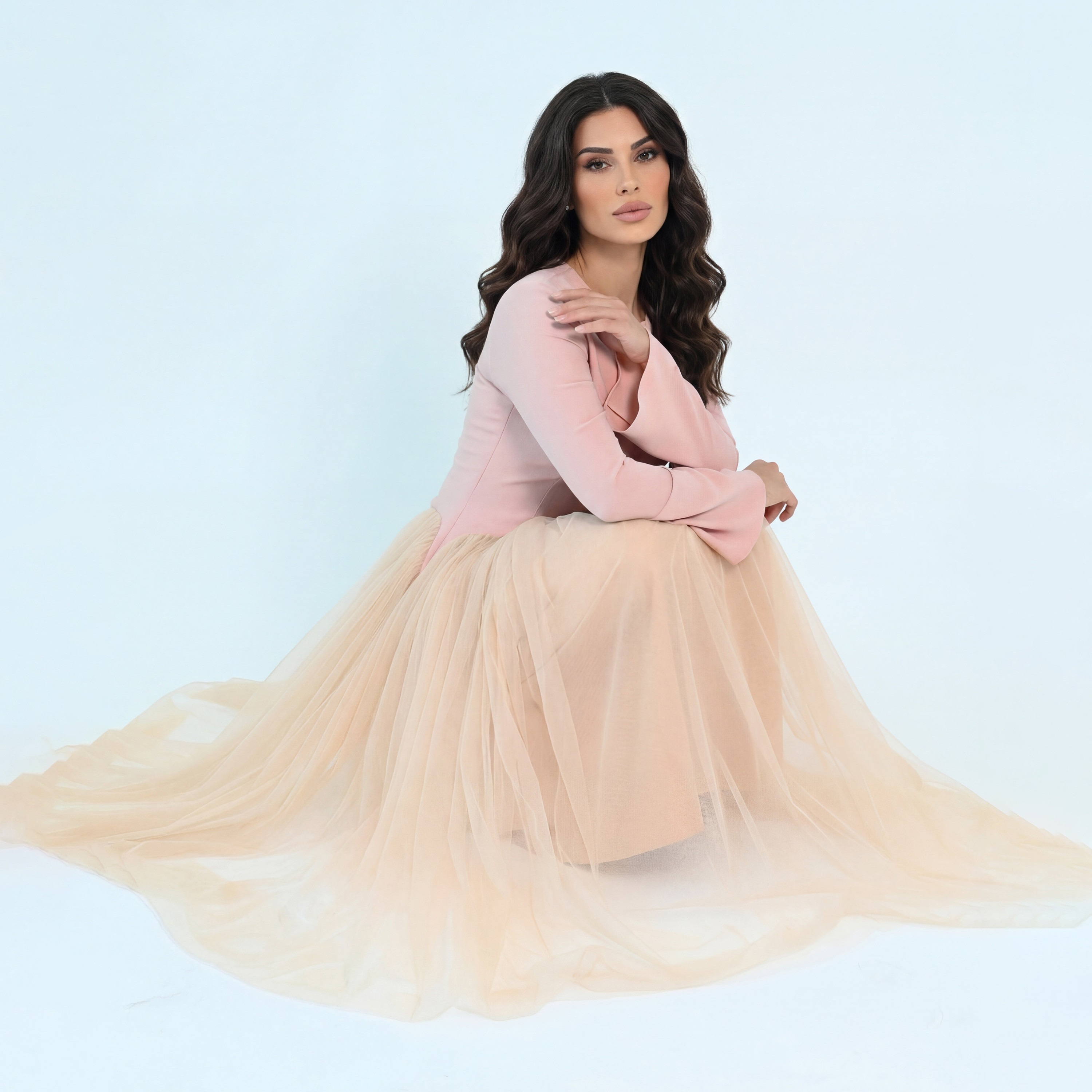 Akadia Crepe Bell Sleeves Flared Evening Women's Maxi Dress-women-clothing-dresses-image-3