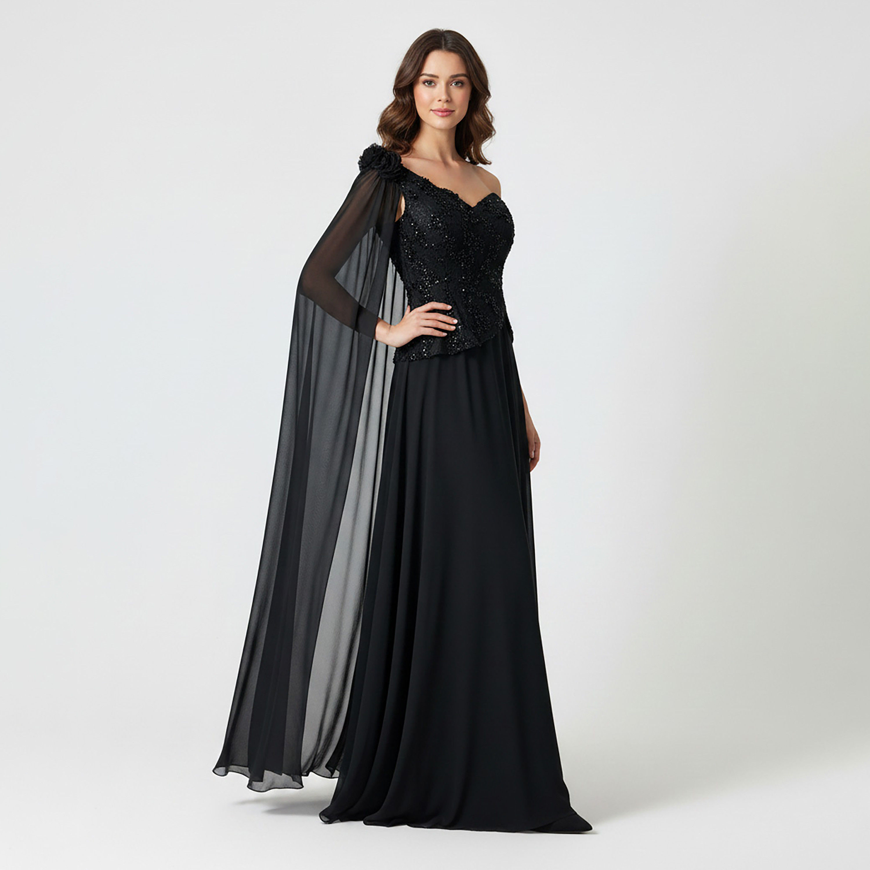 Akadia Embellished Chiffon One-Shoulder Asymmetric Fit & Flared Women's Evening Maxi Dress-women-clothing-dresses-image-10