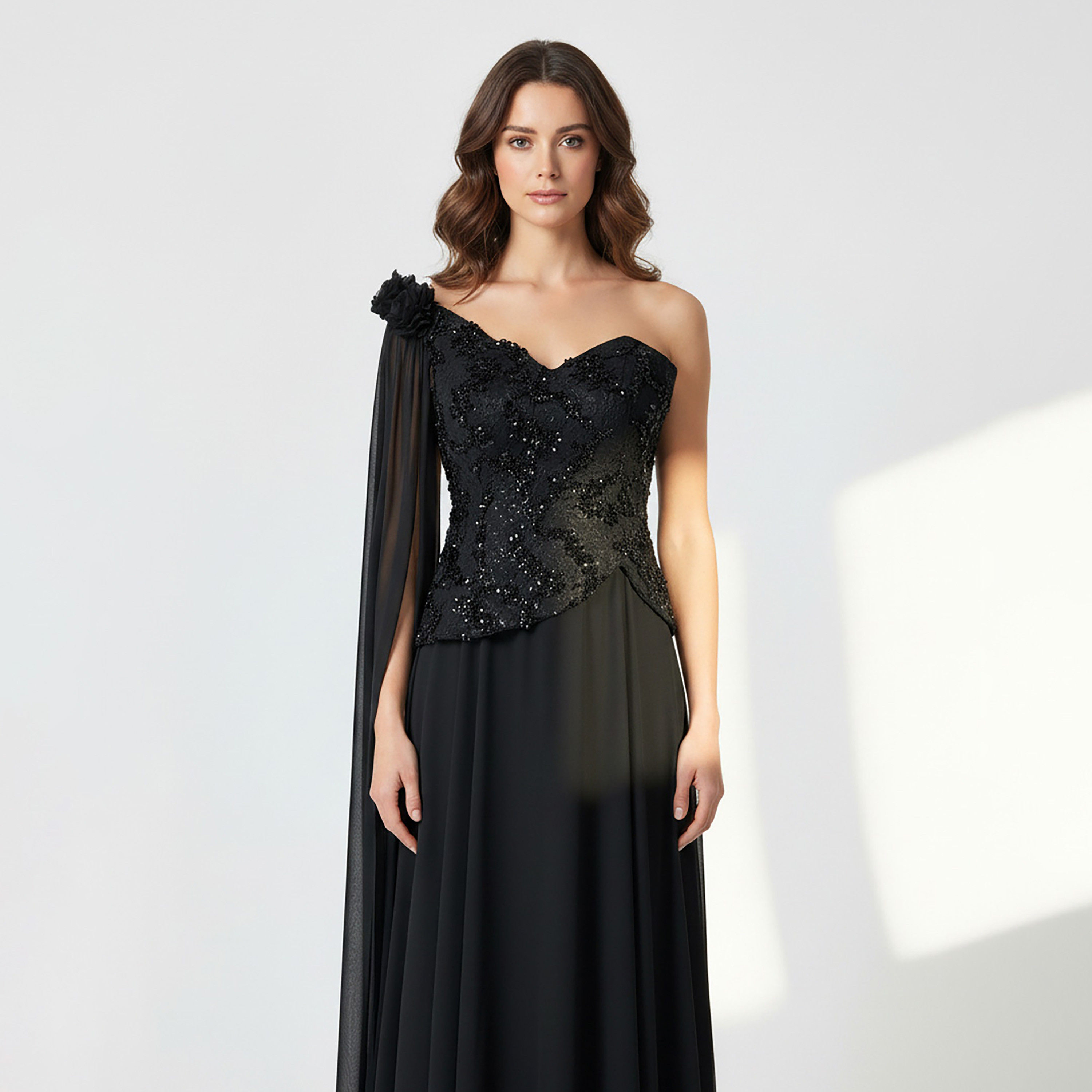 Akadia Embellished Chiffon One-Shoulder Asymmetric Fit & Flared Women's Evening Maxi Dress-women-clothing-dresses-image-12