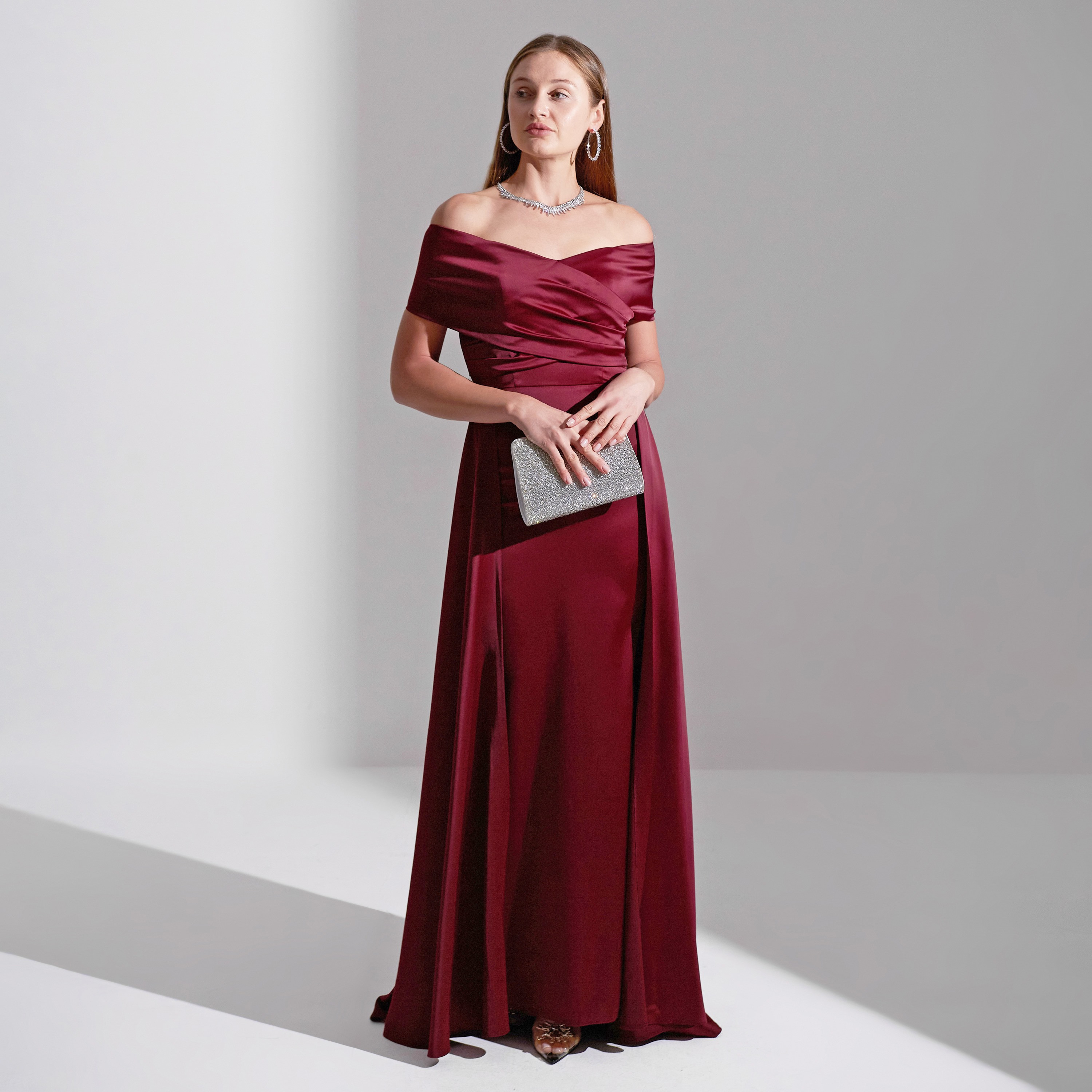 Akadia Wrap Bust Satin Evening Women's Maxi Dress-women-clothing-dresses-image-1