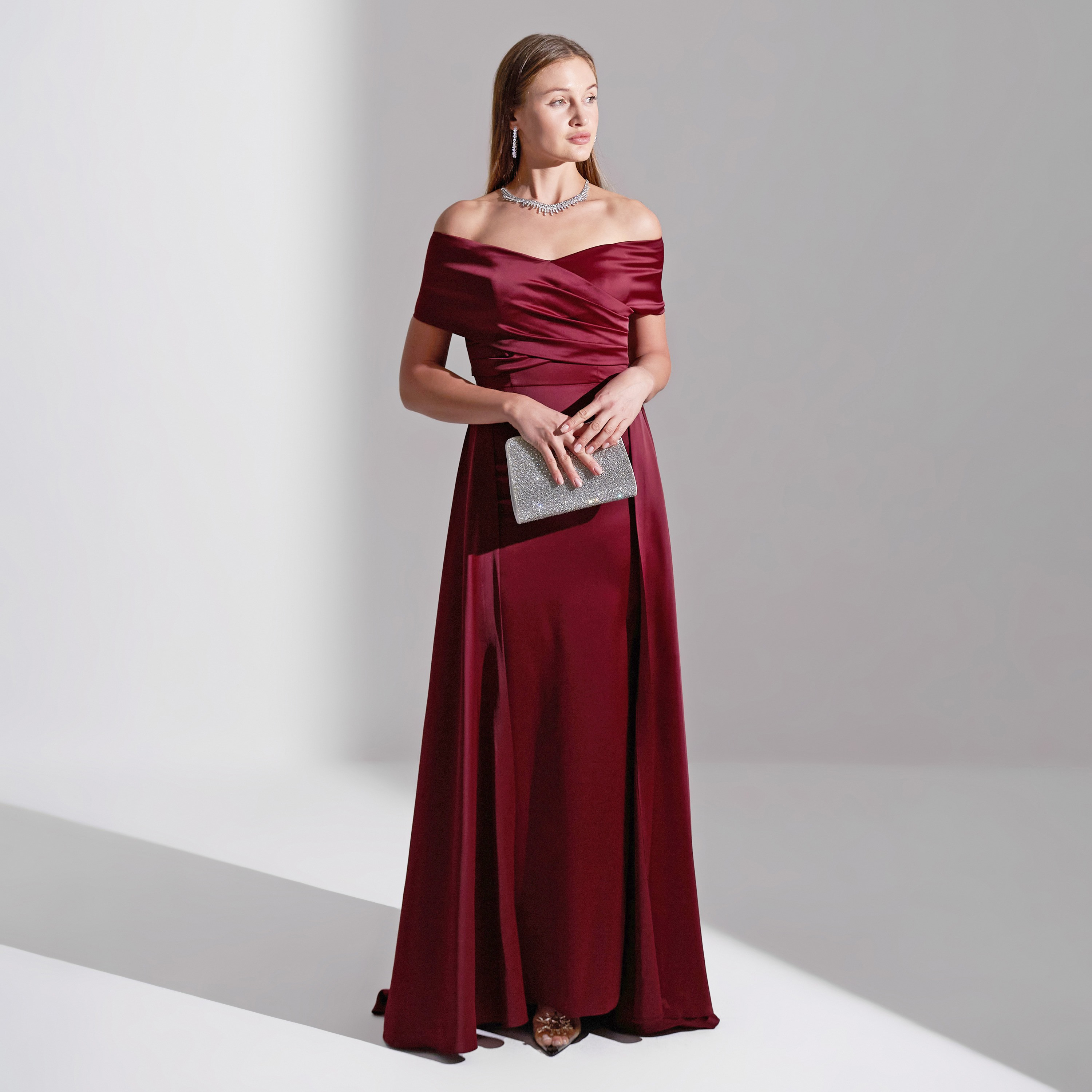 Akadia Wrap Bust Satin Evening Women's Maxi Dress-women-clothing-dresses-image-2