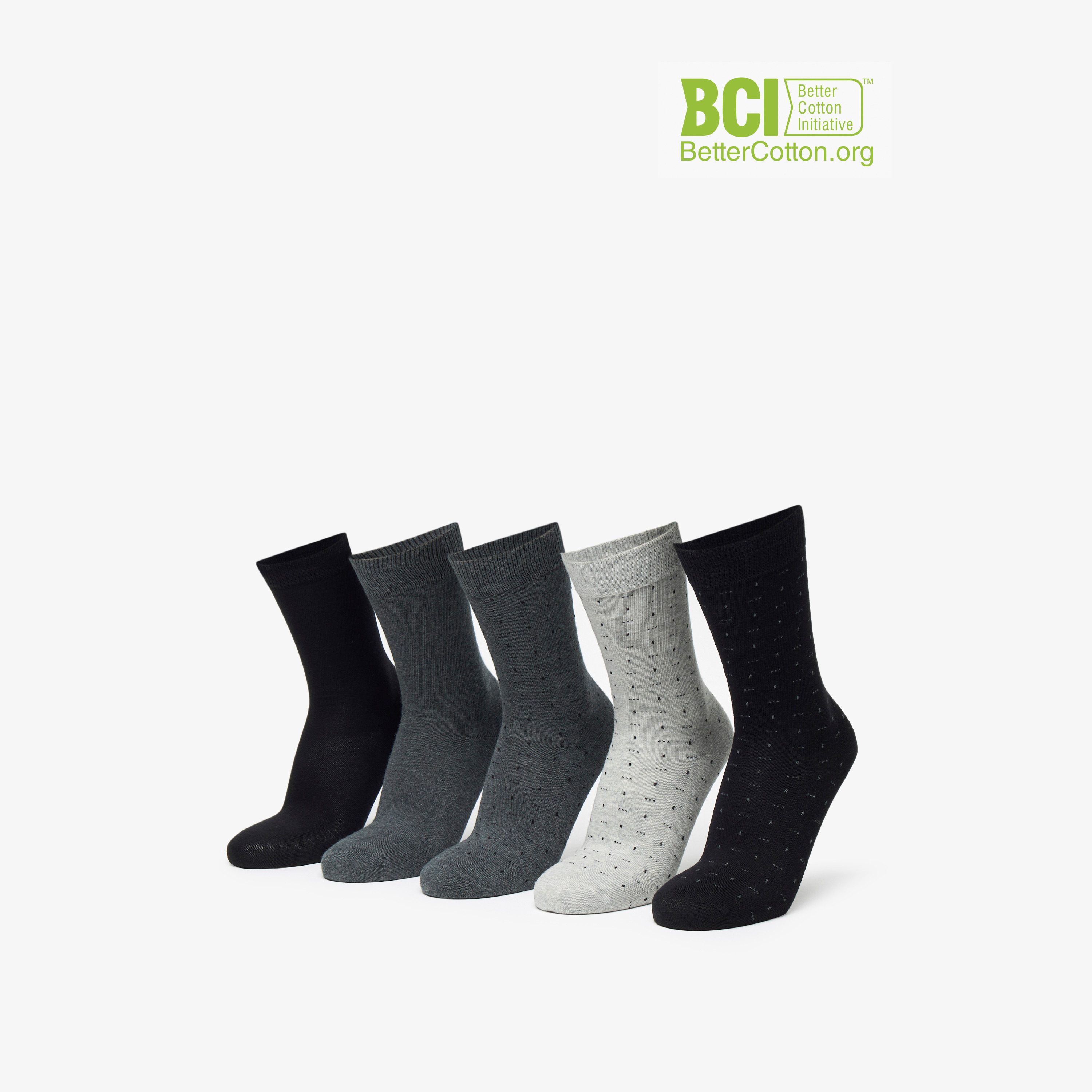 Duchini Assorted Non Terry Crew Length Socks - Set of 5-men-socks-image-1