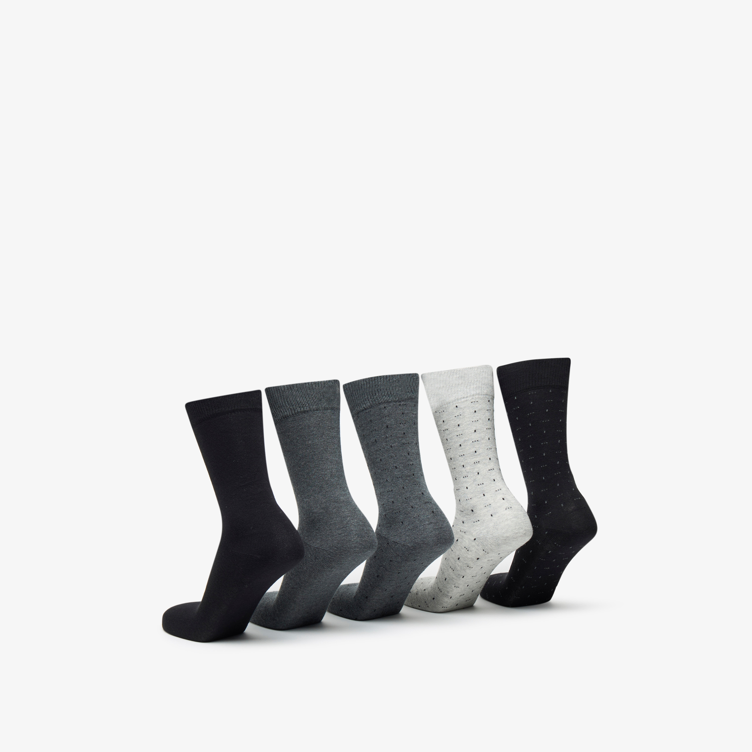 Duchini Assorted Non Terry Crew Length Socks - Set of 5-men-socks-image-3