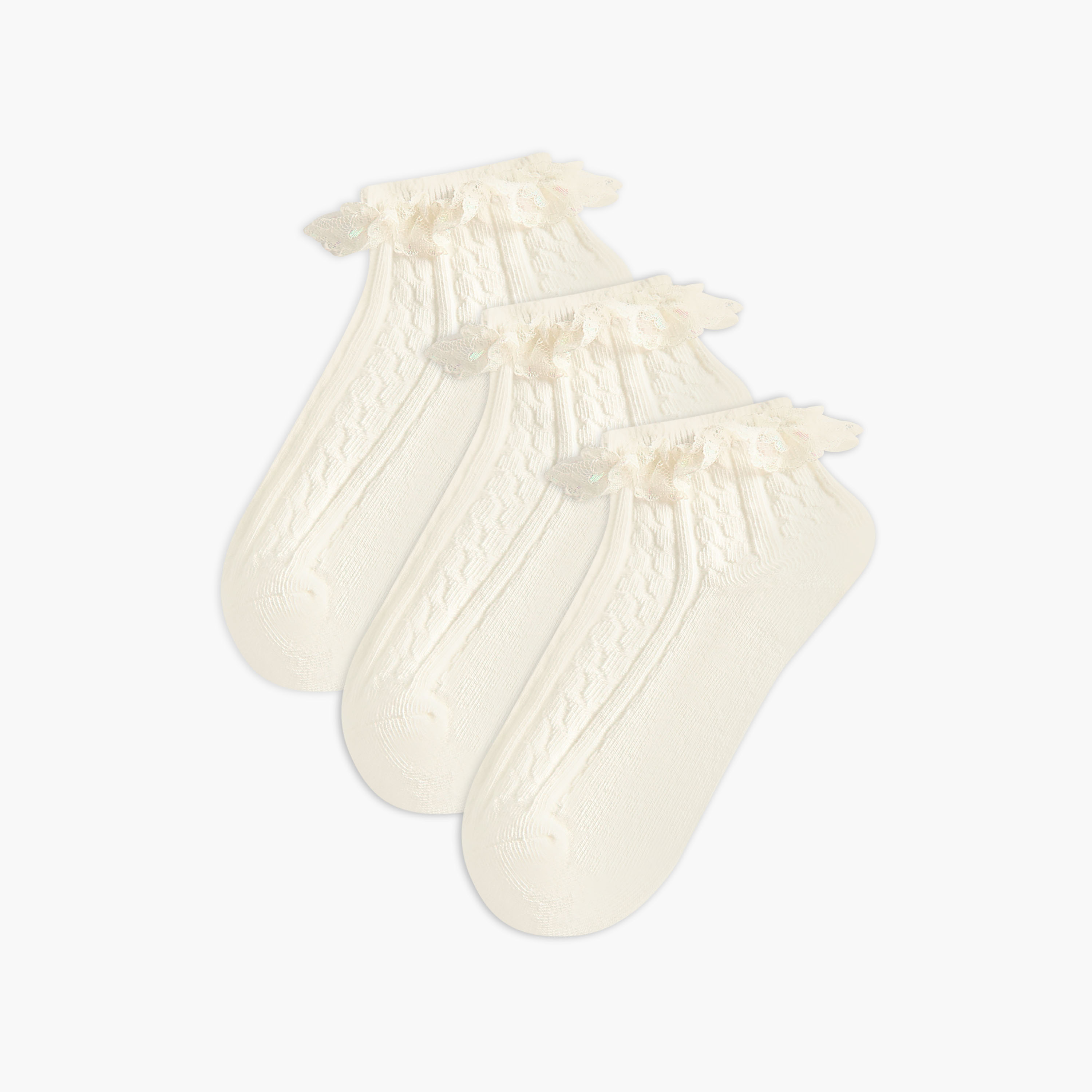 Pack of 3 Celeste Girls Socks with Embroidered Frill Detail-girls-accessories-socks-image-1