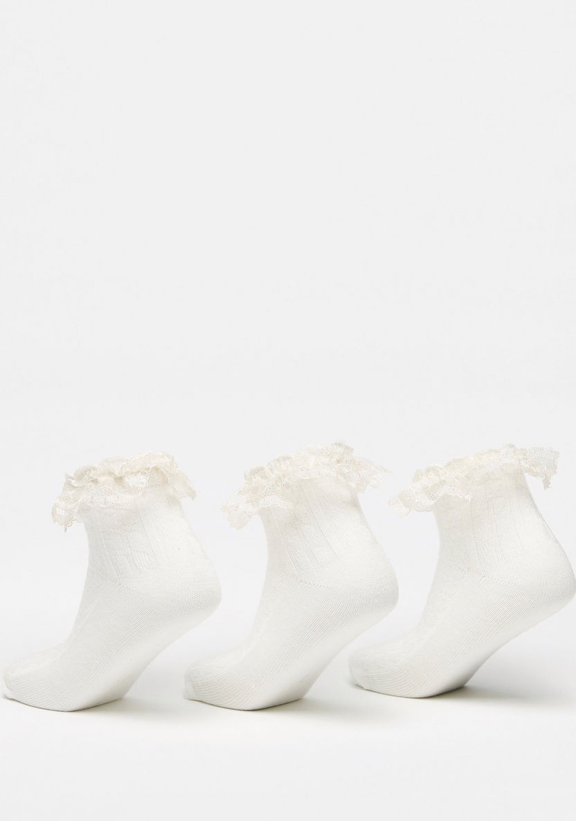 Textured Frill Detail Ankle Length Socks - Set of 3-Girl%27s Socks & Tights-image-1