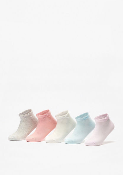 Textured Ankle Length Socks with Bow Detail - Set of 5-Girl%27s Socks & Tights-image-0