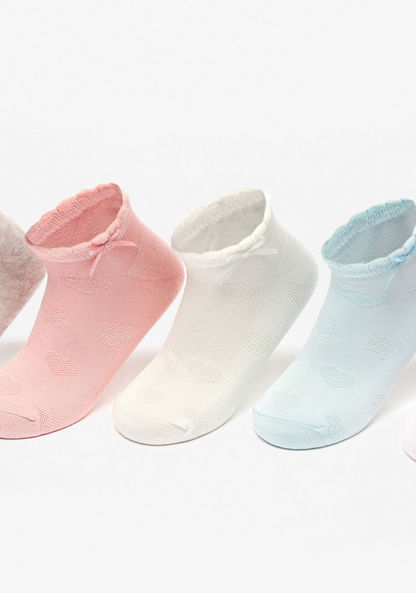 Textured Ankle Length Socks with Bow Detail - Set of 5-Girl%27s Socks & Tights-image-1