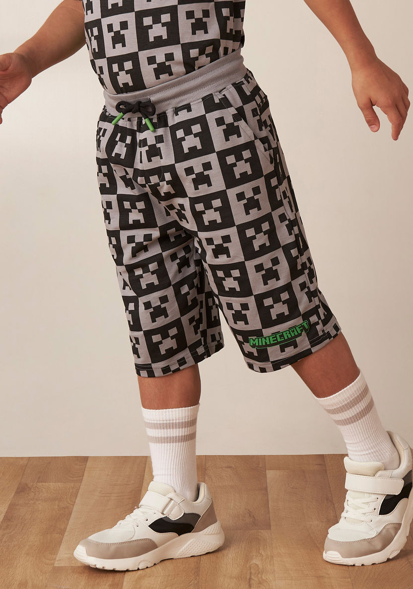 All-Over Minecraft Print T-shirt and Shorts Set-Clothes Sets-image-2