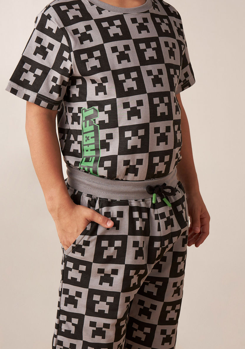 All-Over Minecraft Print T-shirt and Shorts Set-Clothes Sets-image-3