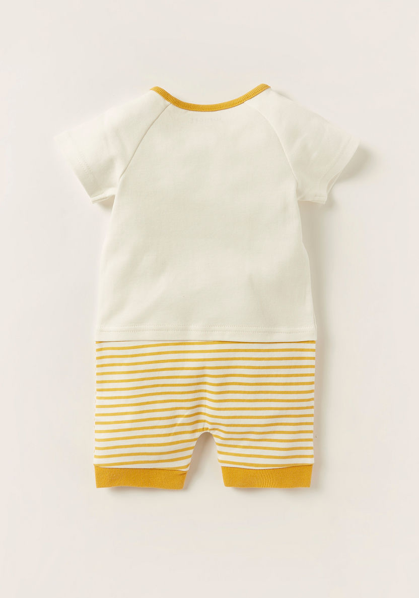 Juniors Striped Romper with Round Neck and Short Sleeves-Rompers%2C Dungarees and Jumpsuits-image-3
