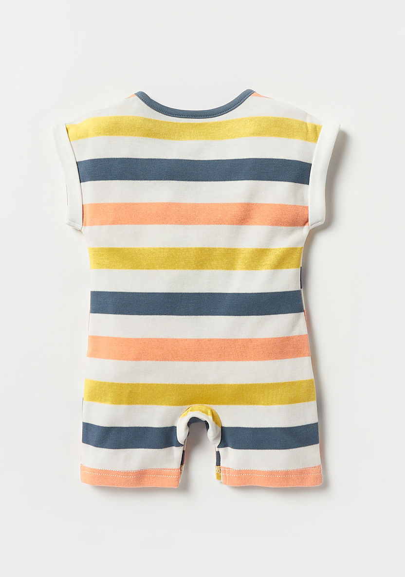Juniors Striped Romper with Round Neck and Button Closure-Rompers%2C Dungarees and Jumpsuits-image-3