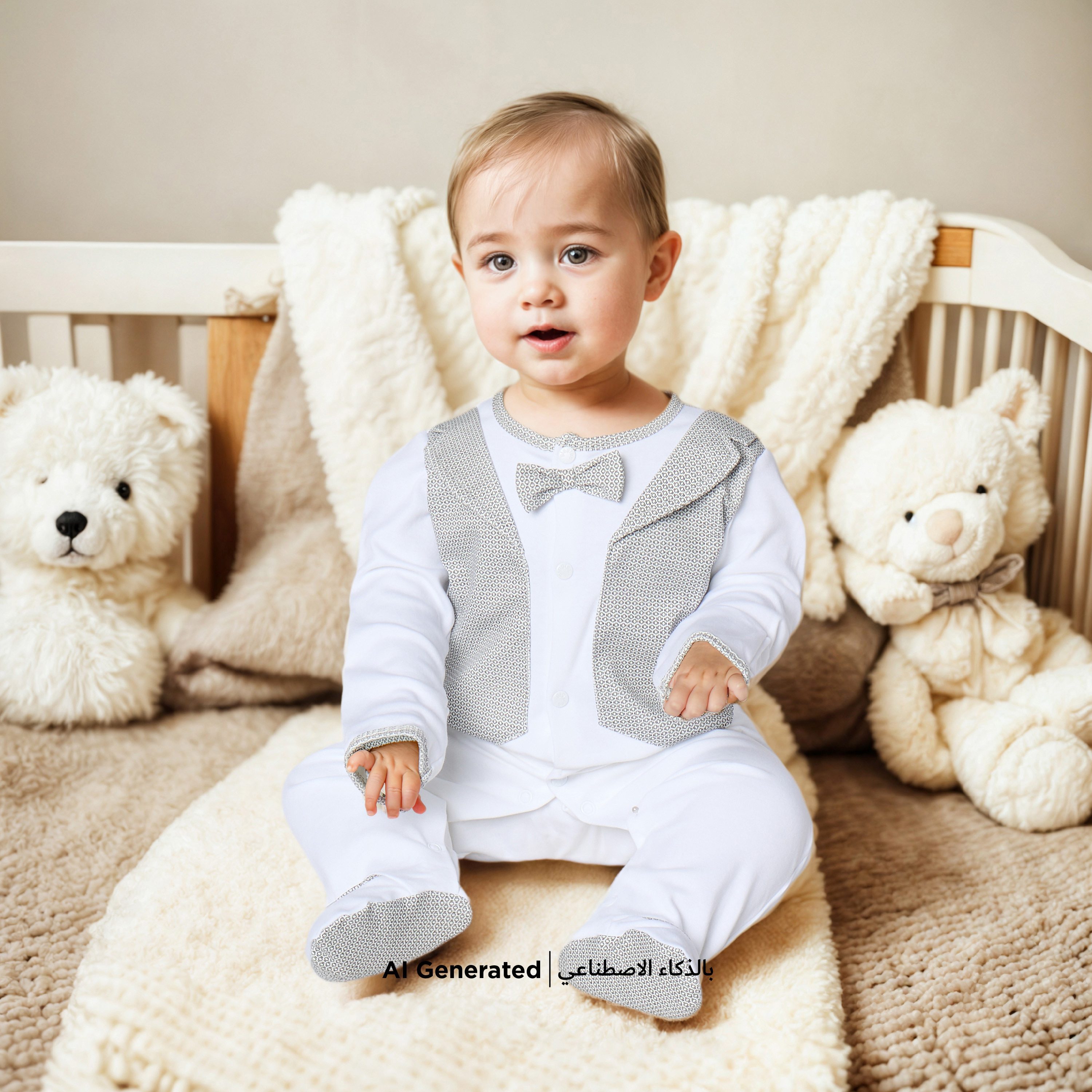 Giggles Bow Applique Footed Sleepsuit with Long Sleeves and Snap Button Closure-baby-boys-clothing-nightwear-sleepsuits-image-6