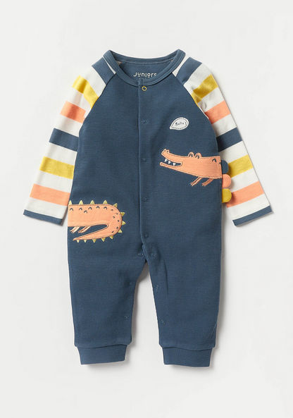 Juniors Applique Detail Sleepsuit with Long Sleeves and Button Closure-Sleepsuits-image-0