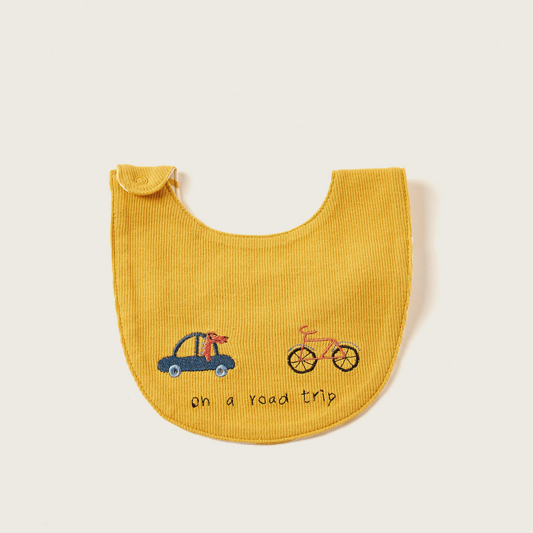 Juniors Embroidered Bib with Snap Button Closure