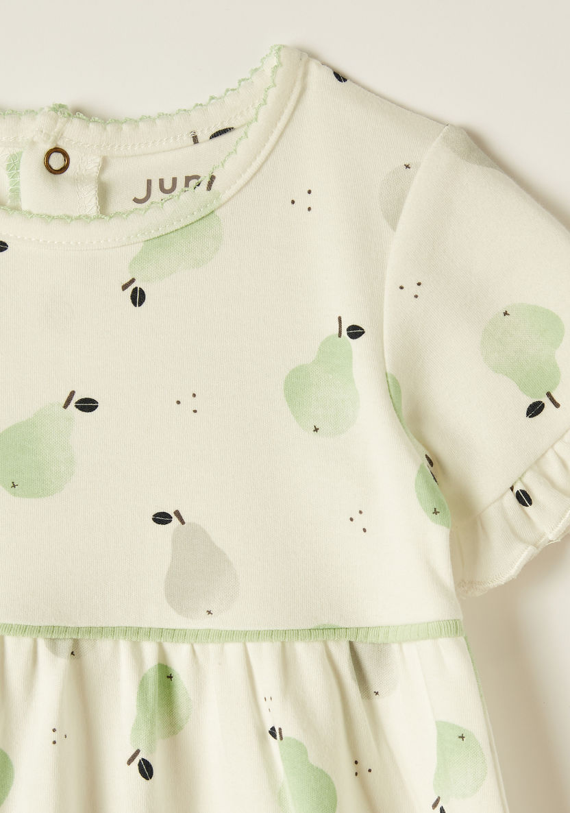 Juniors Pear Print Dress with Round Neck and Short Sleeves-Dresses%2C Gowns and Frocks-image-1