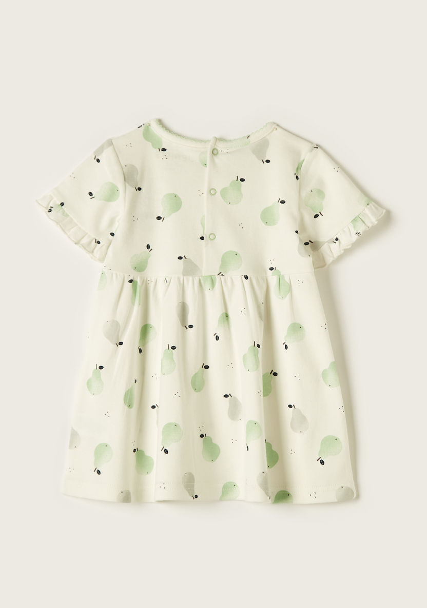 Juniors Pear Print Dress with Round Neck and Short Sleeves-Dresses%2C Gowns and Frocks-image-3