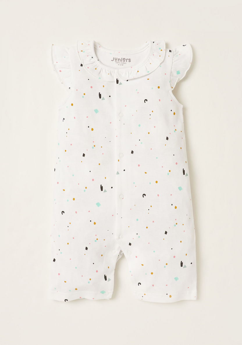 Juniors All-Over Printed Romper with Short Sleeves-Rompers%2C Dungarees and Jumpsuits-image-0