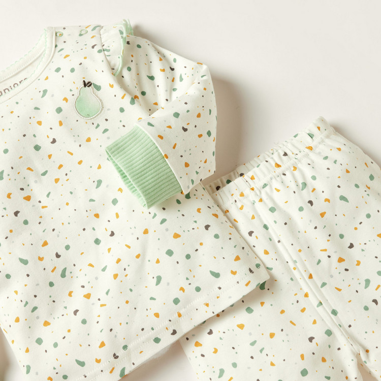 Juniors Printed Long Sleeve Top and Pyjama Set