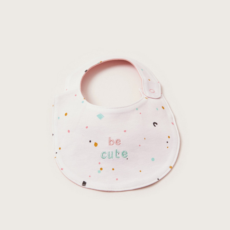 Juniors All-Over Printed Bib with Press Button Closure and Embroidery