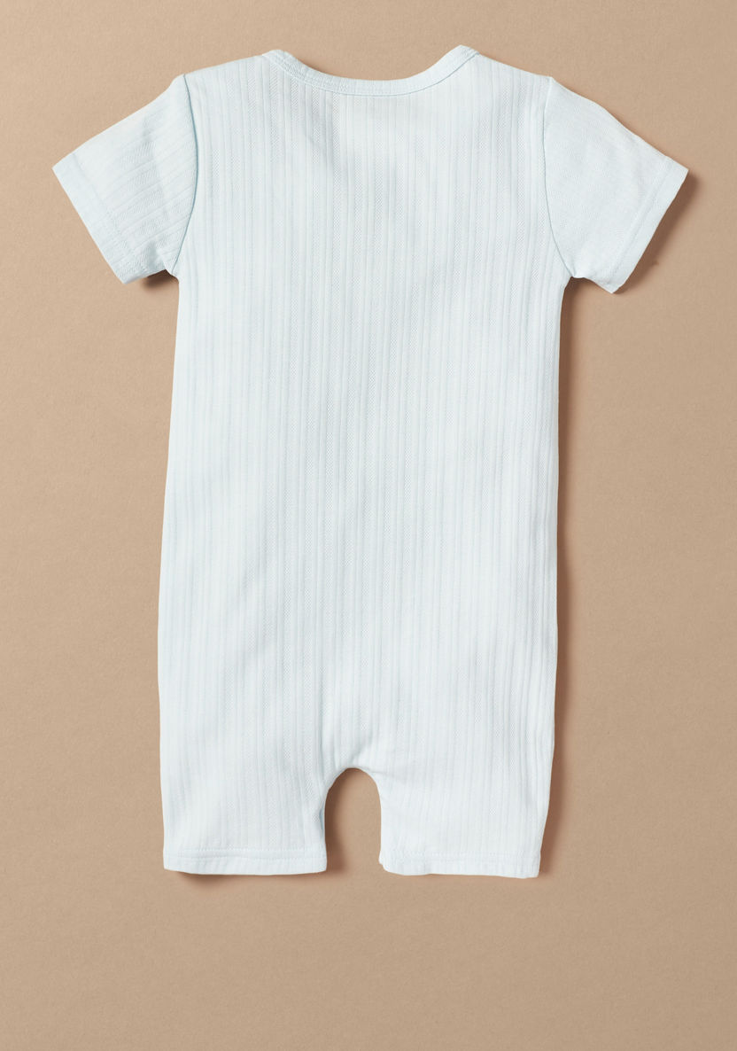 Juniors Textured Romper with Button Closure-Rompers, Dungarees & Jumpsuits-image-3