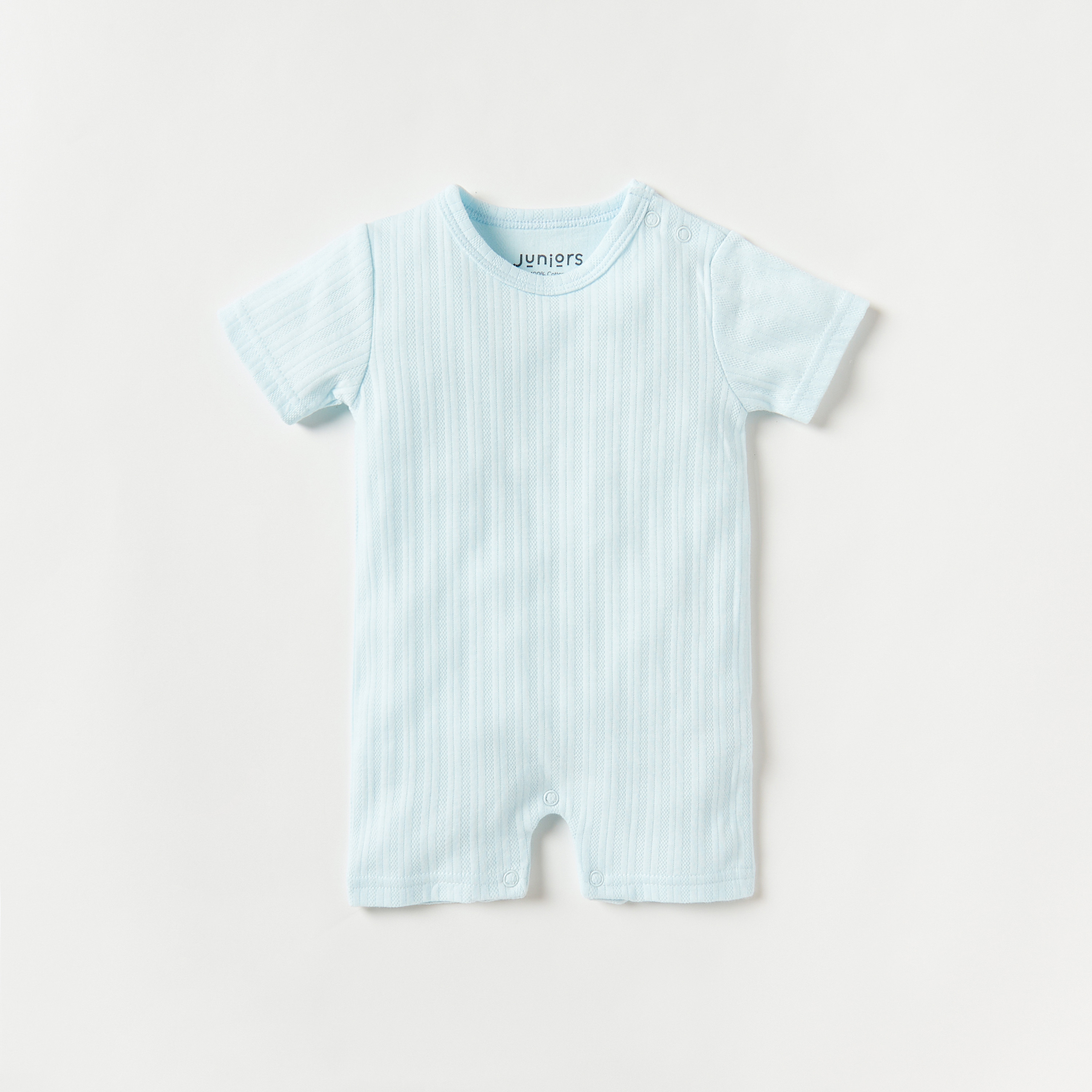 Juniors Ribbed Romper with Short Sleeves and Round Neck-baby-boys-clothing-rompers-image-1