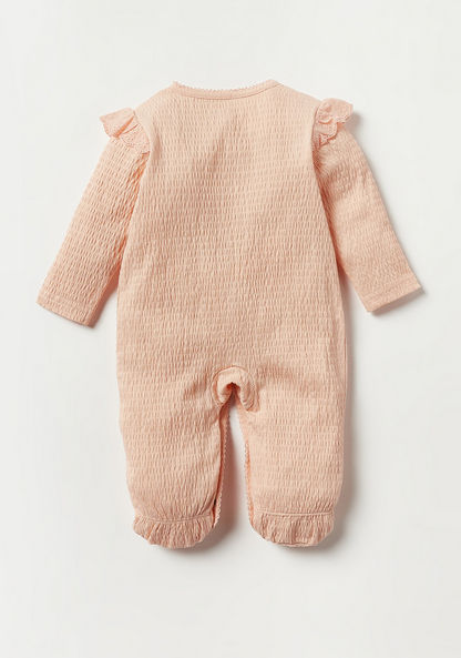 Juniors Textured Sleepsuit with Long Sleeves and Ruffle Trim-Sleepsuits-image-3