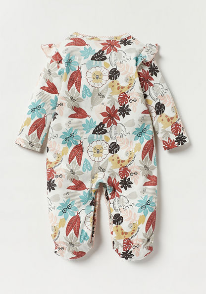 Juniors Printed Sleepsuit with Long Sleeves and Ruffle Trim-Sleepsuits-image-3