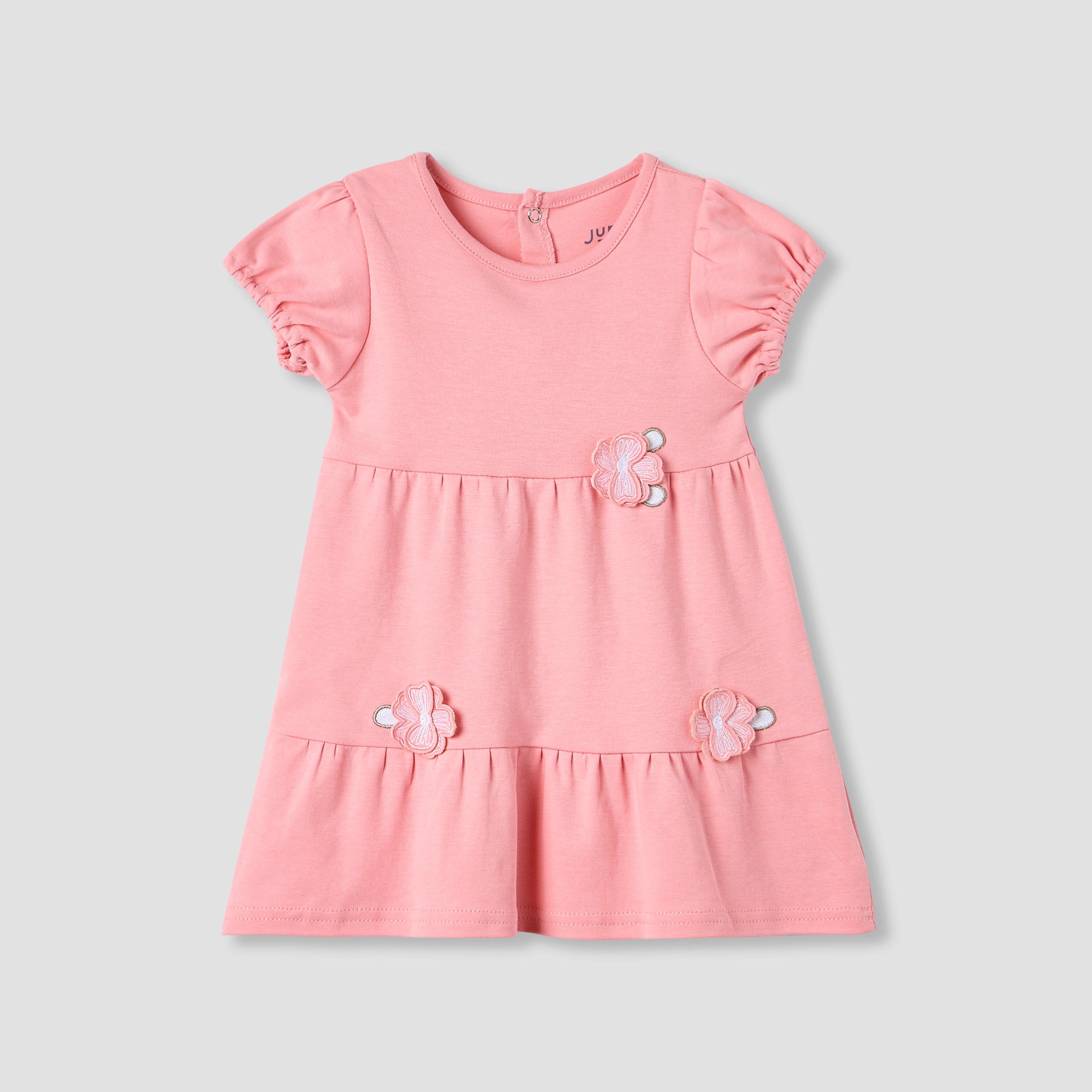 فستان قطن بأكمام منفوخة بزينة أزهار من جونيورز-baby-girls-clothing-dressesandjumpsuits-image-1