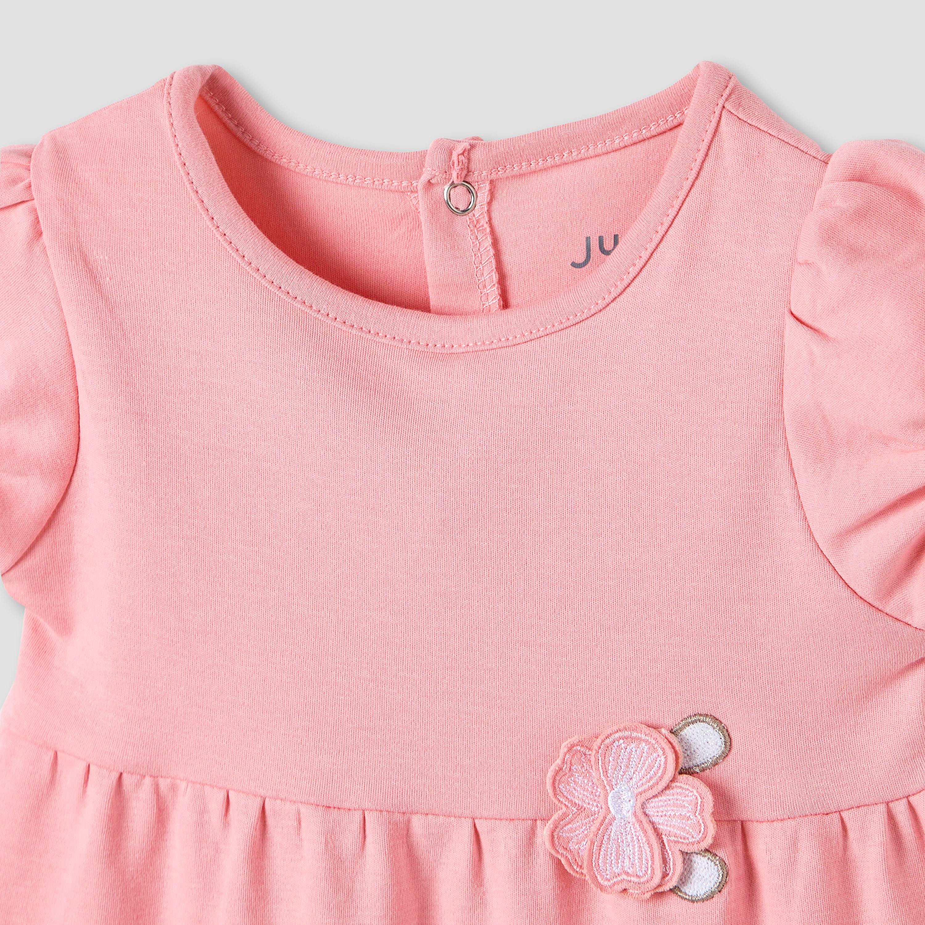 فستان قطن بأكمام منفوخة بزينة أزهار من جونيورز-baby-girls-clothing-dressesandjumpsuits-image-3