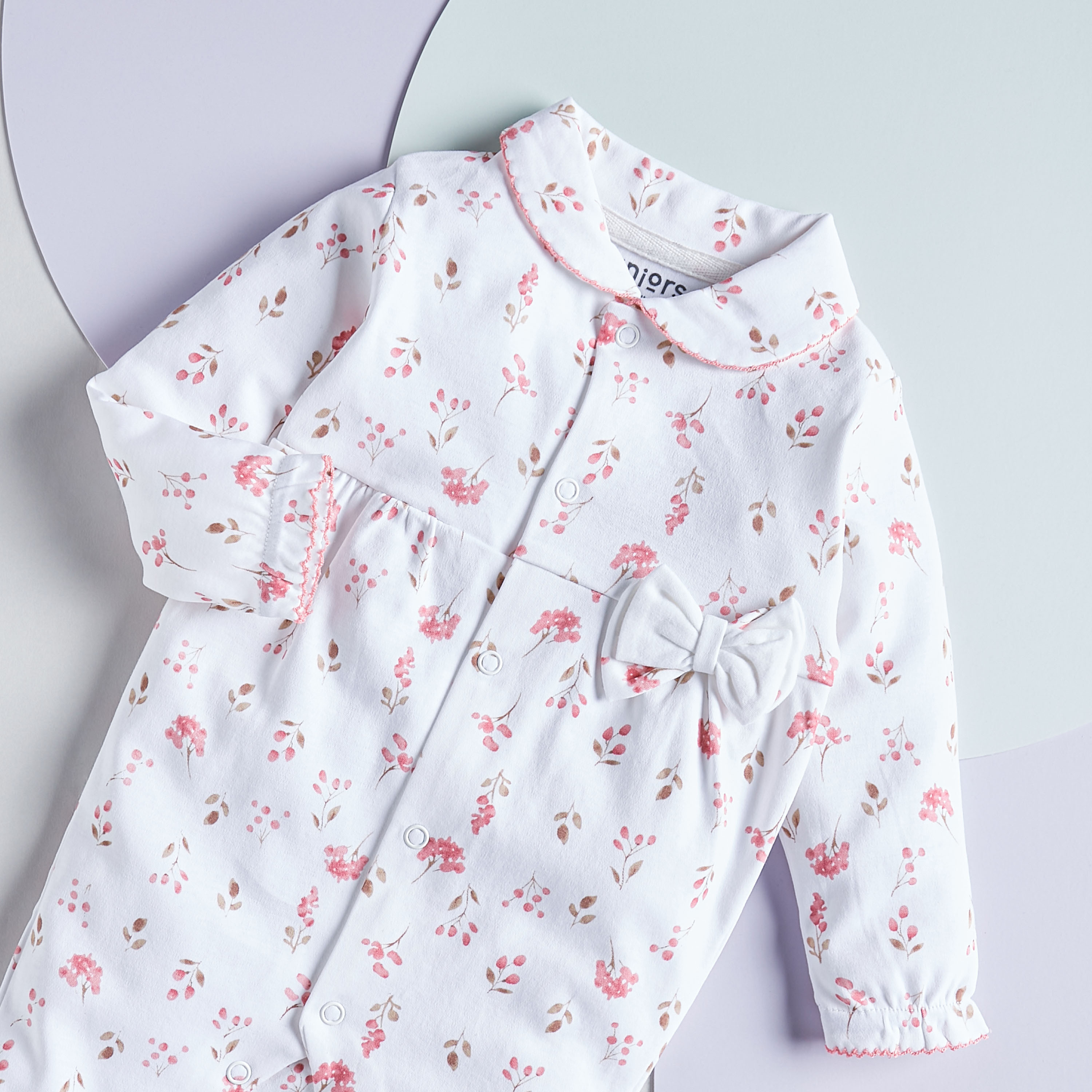 Juniors All-Over Floral Print Cotton Closed Feet Sleepsuit-baby-girls-clothing-nightwear-sleepsuits-image-2
