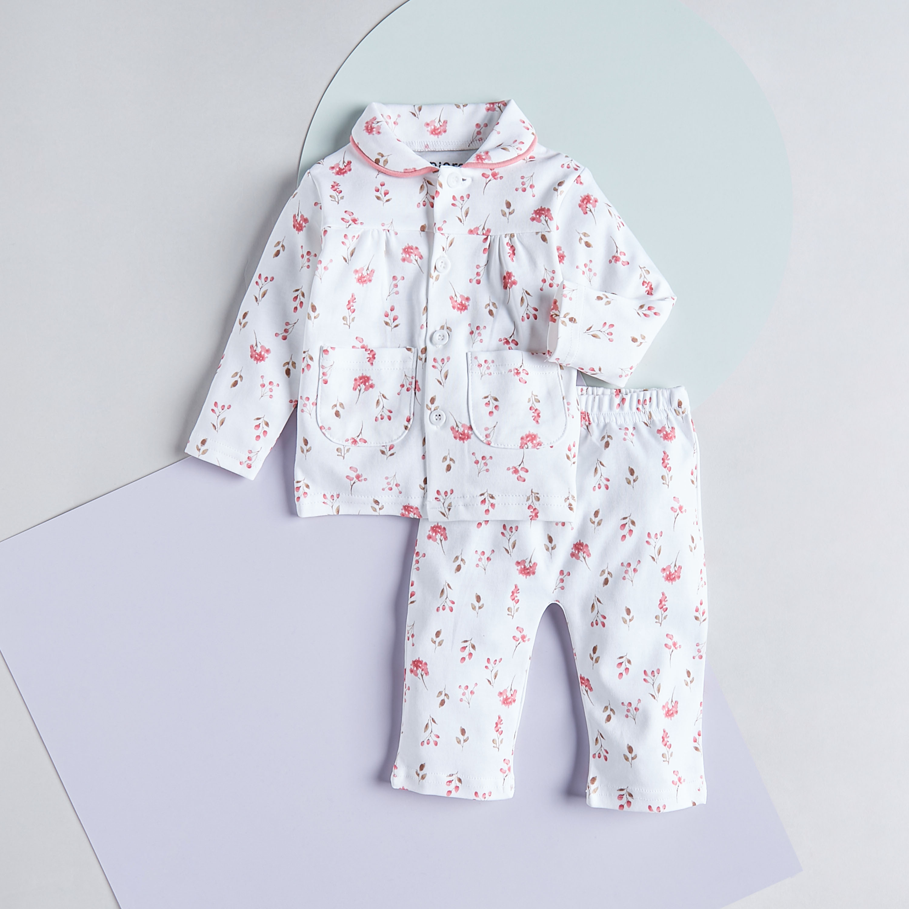 طقم بنطلون بيجاما وقميص بطبعات أزهار من جونيورز-baby-girls-clothing-nightwear-pyjamasets-image-1