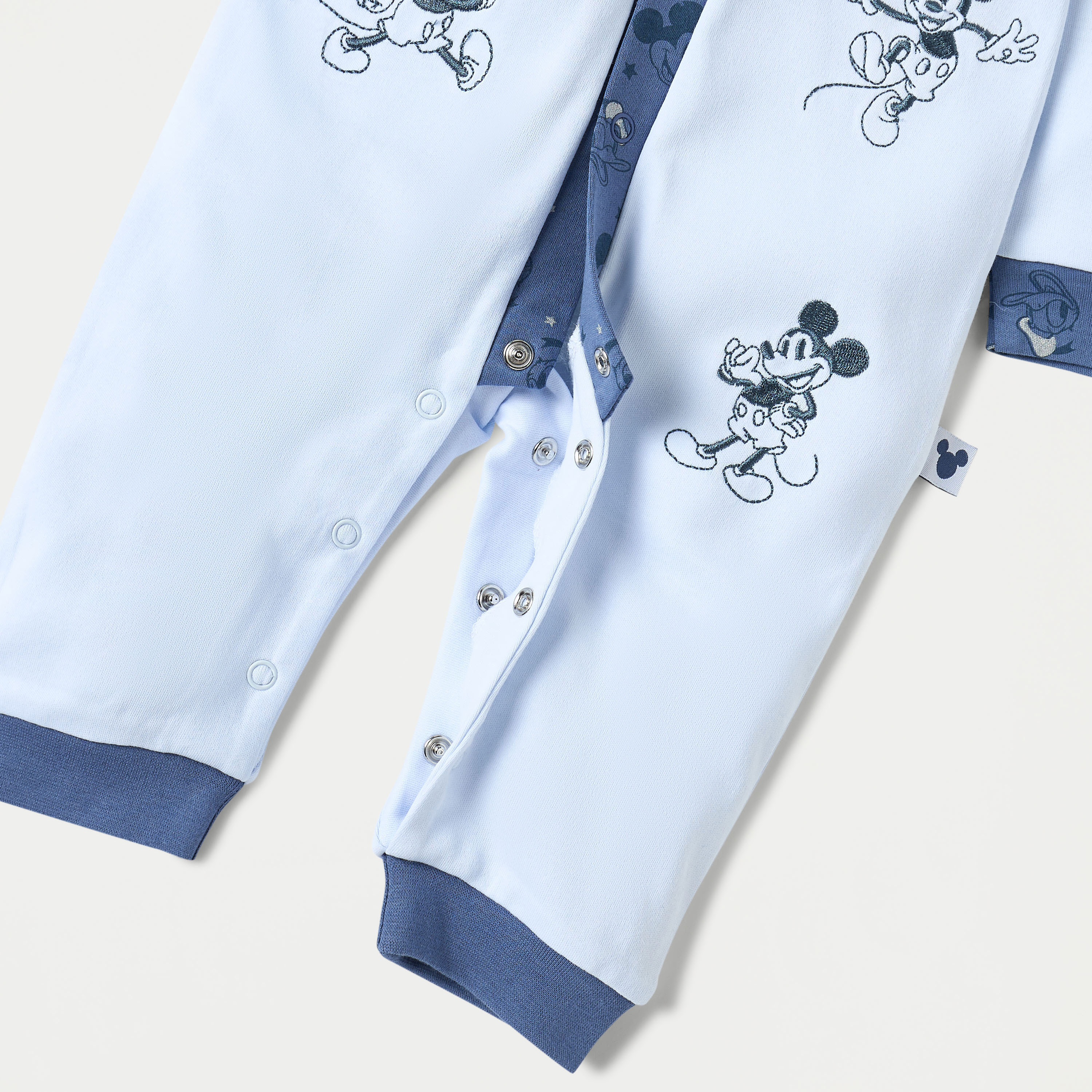 Mickey Mouse Embroidered Sleepsuit with Collared Neckline and Button Closure-baby-boys-clothing-nightwear-sleepsuits-image-4