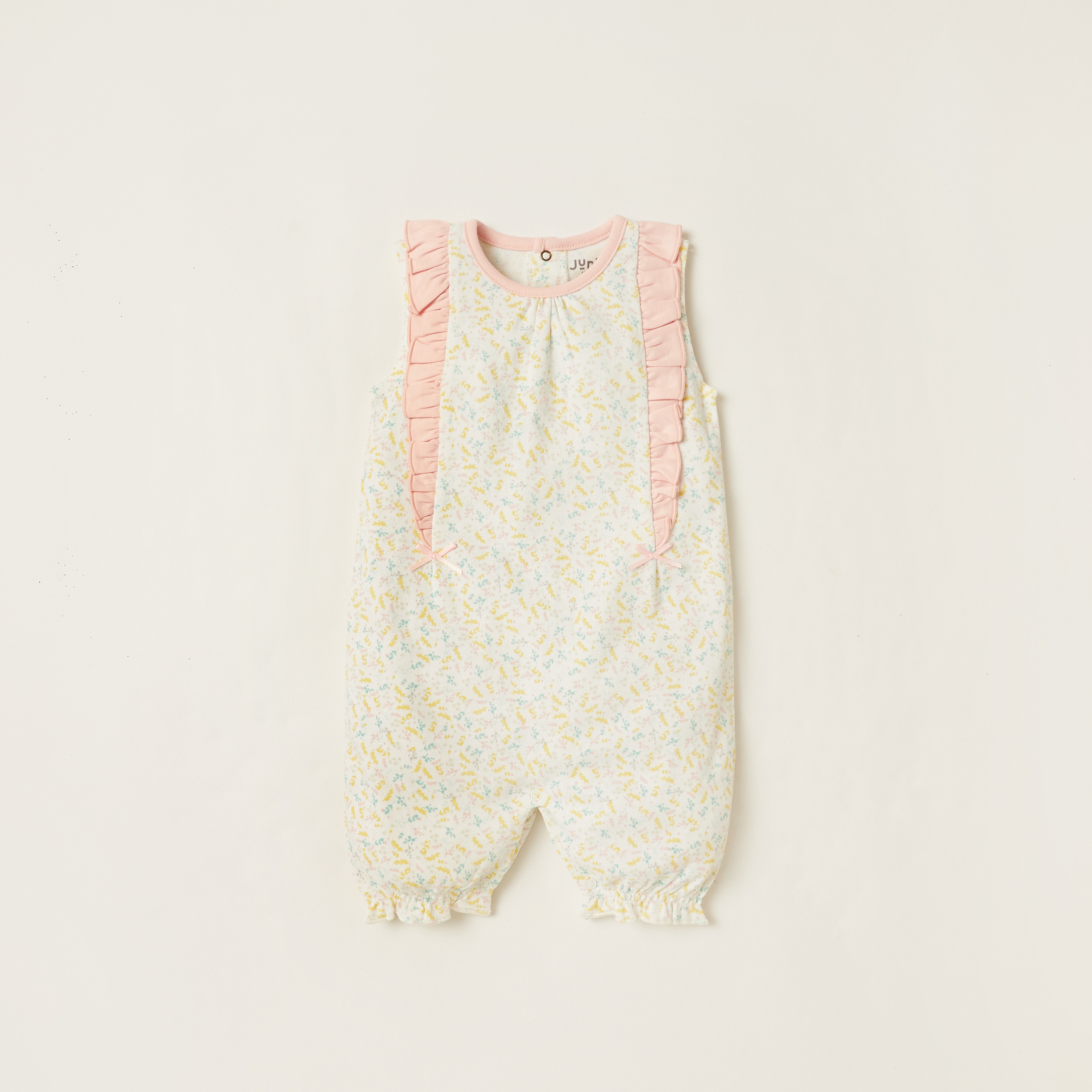 Juniors All-Over Printed Sleeveless Romper with Frill Detail-baby-girls-clothing-rompers-image-1