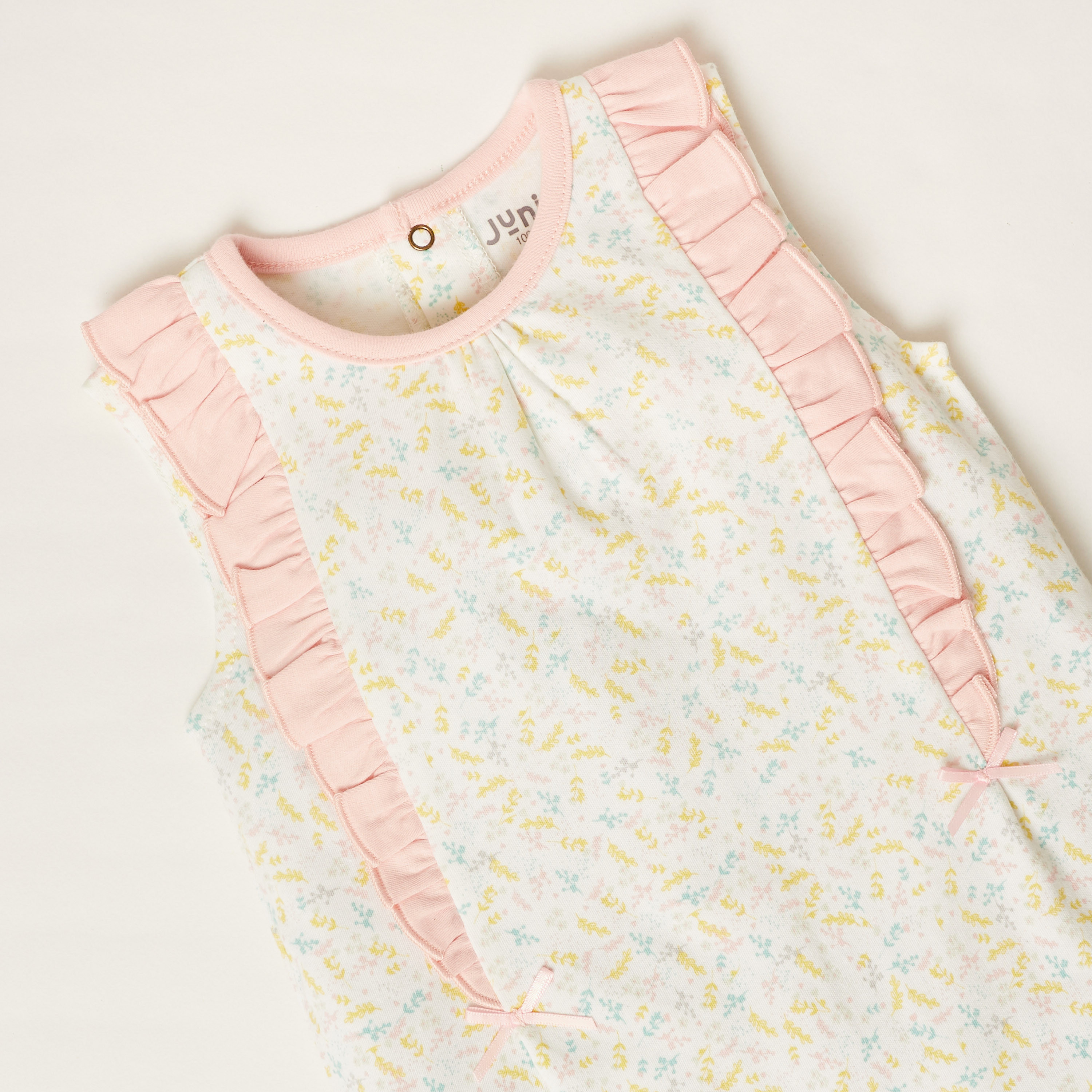 Juniors All-Over Printed Sleeveless Romper with Frill Detail-baby-girls-clothing-rompers-image-2