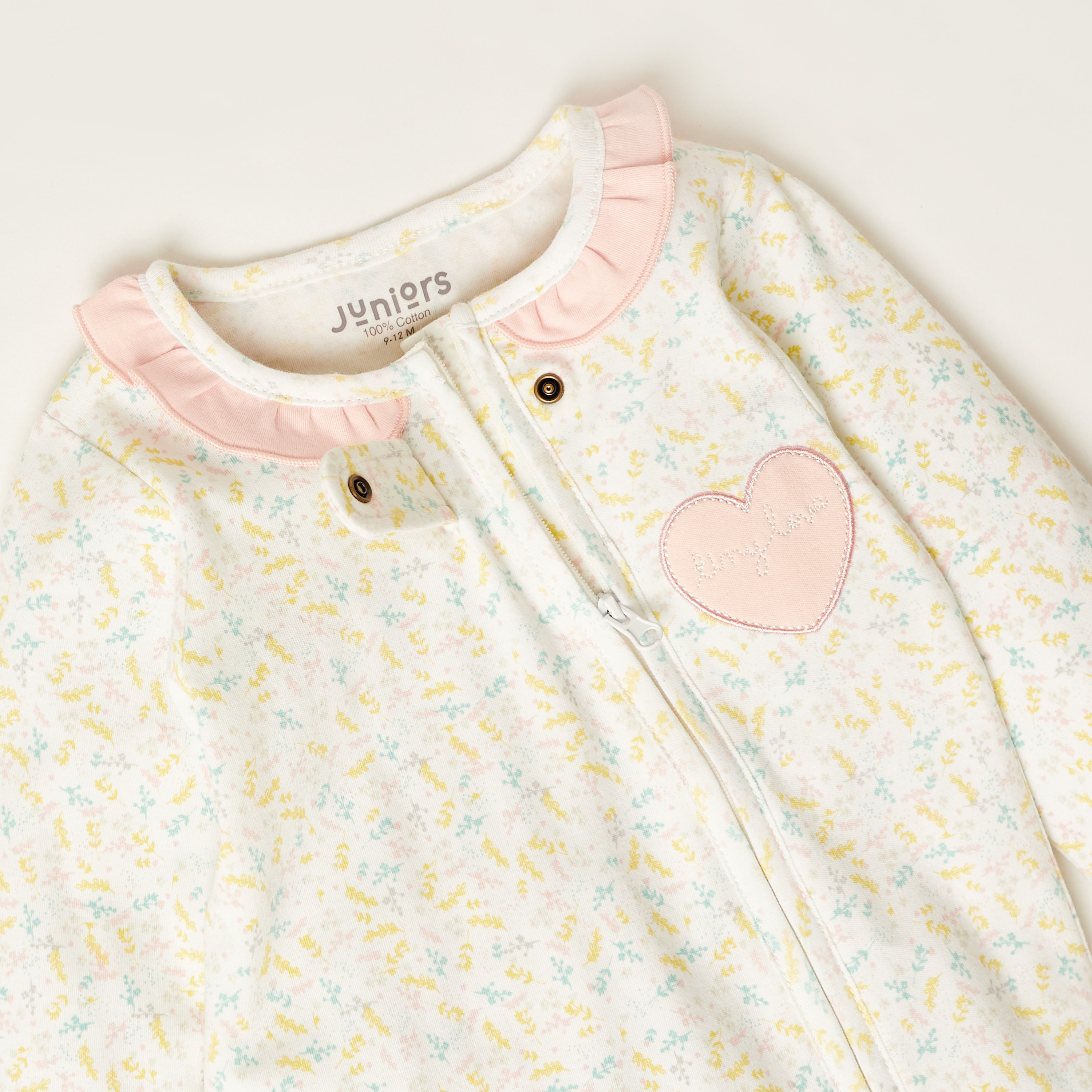 Juniors All-Over Printed Closed Feet Sleepsuit with Long Sleeves-baby-girls-clothing-nightwear-sleepsuits-image-2